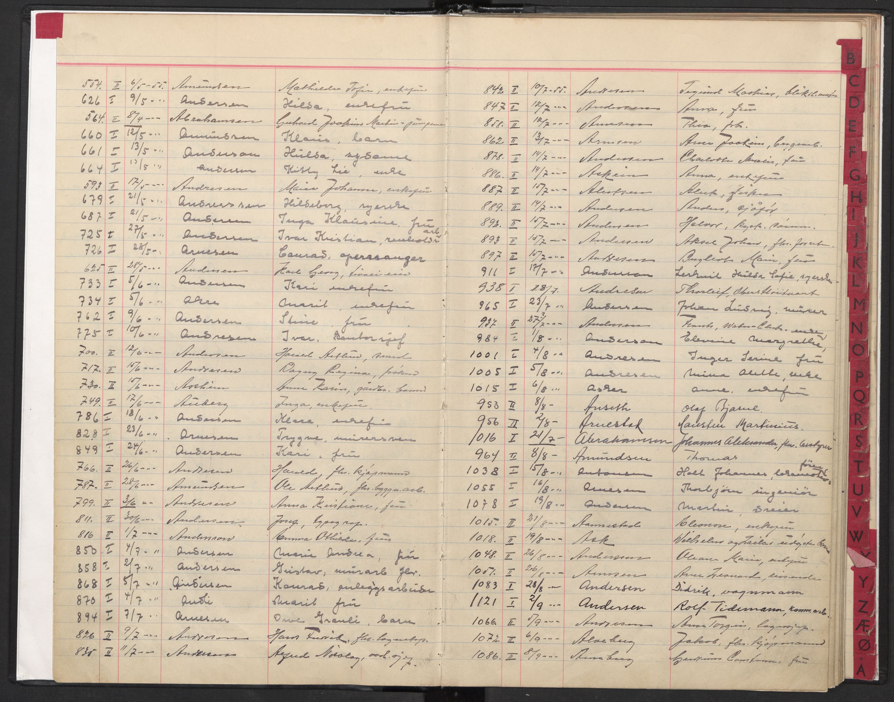 Oslo skifterett, SAO/A-10383/F/Fa/Faa/L0055: Register til dødsfallsprotokollene, 1955