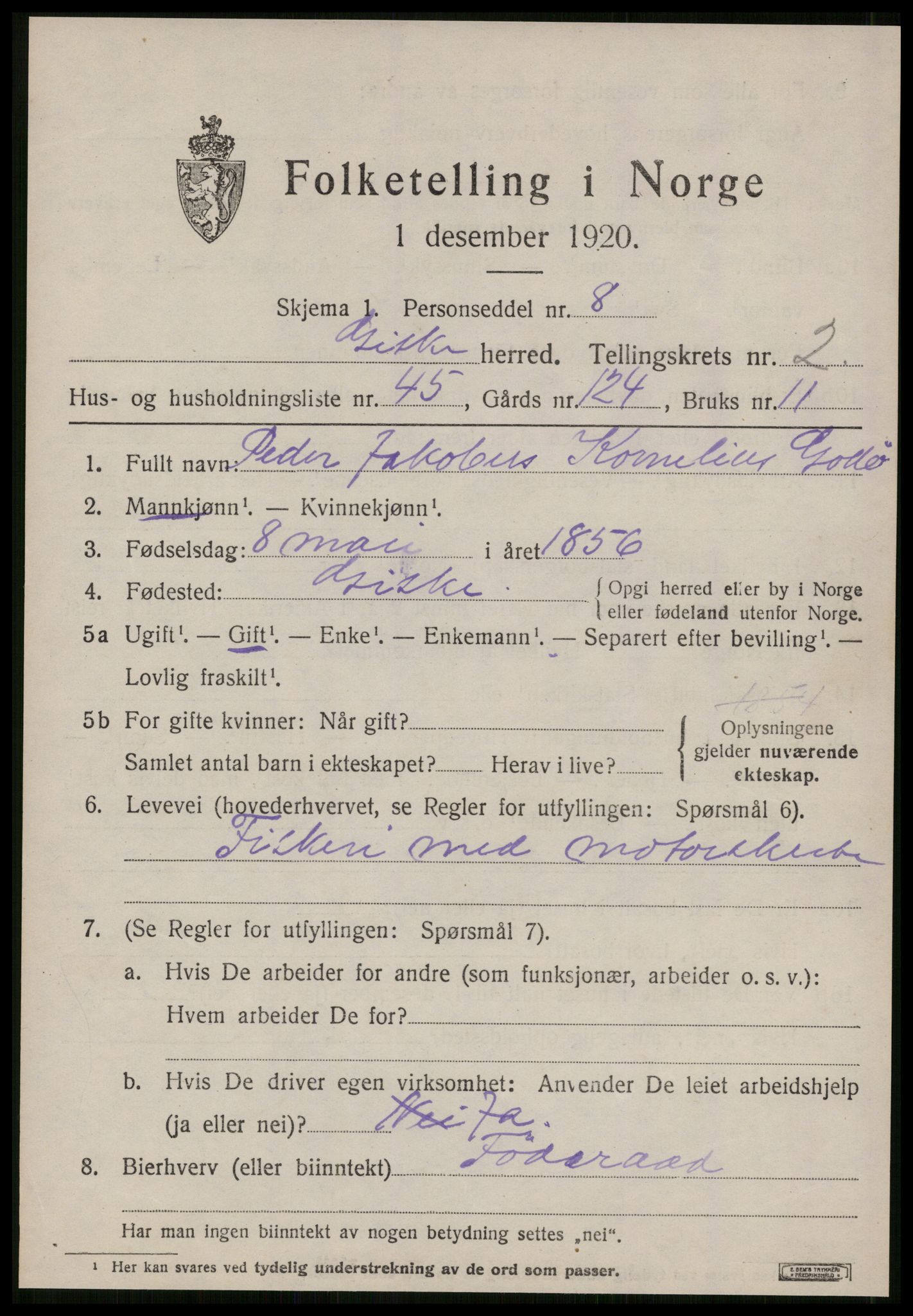 SAT, 1920 census for Giske, 1920, p. 1614