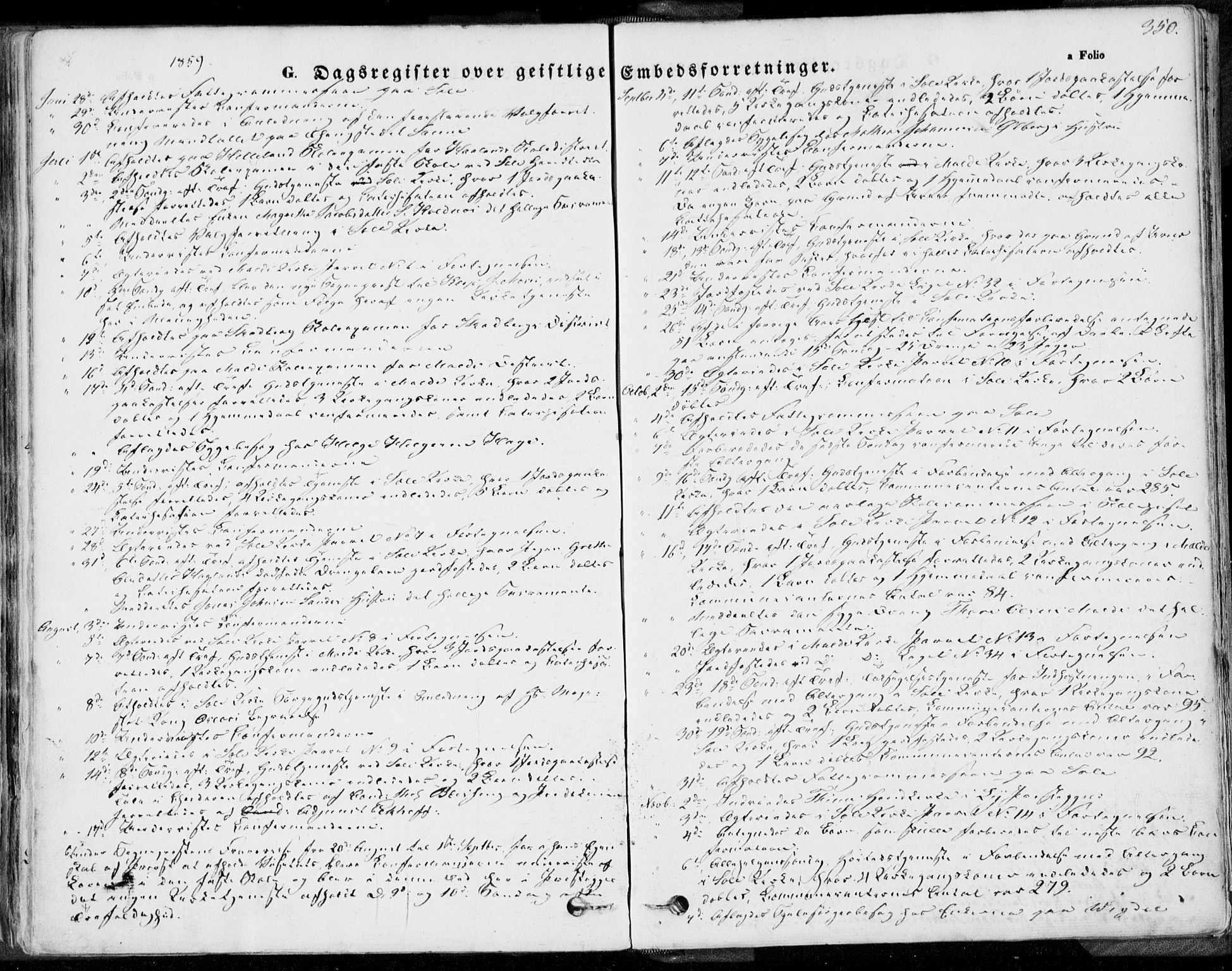 Håland sokneprestkontor, SAST/A-101802/001/30BA/L0008: Parish register (official) no. A 7.2, 1854-1870, p. 350