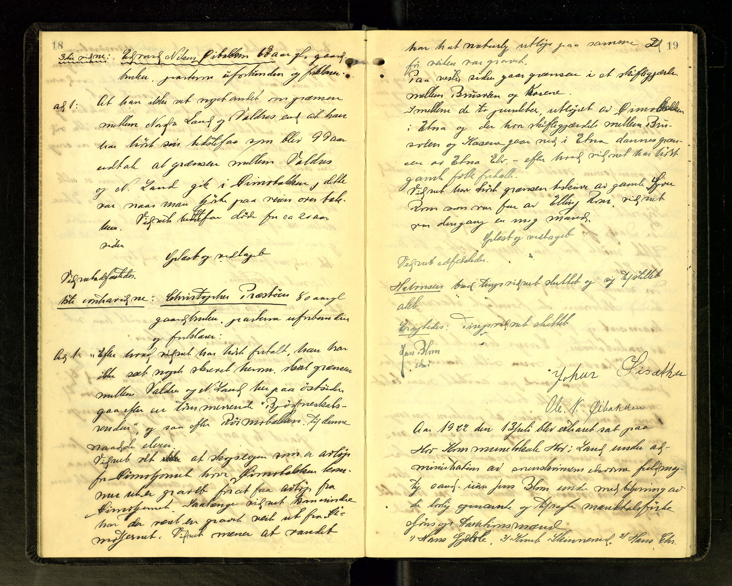 Hadeland og Land tingrett, AV/SAH-TING-010/G/Gc/L0063: Ekstrarettsprotokoll, 1922-1924, p. 18-19