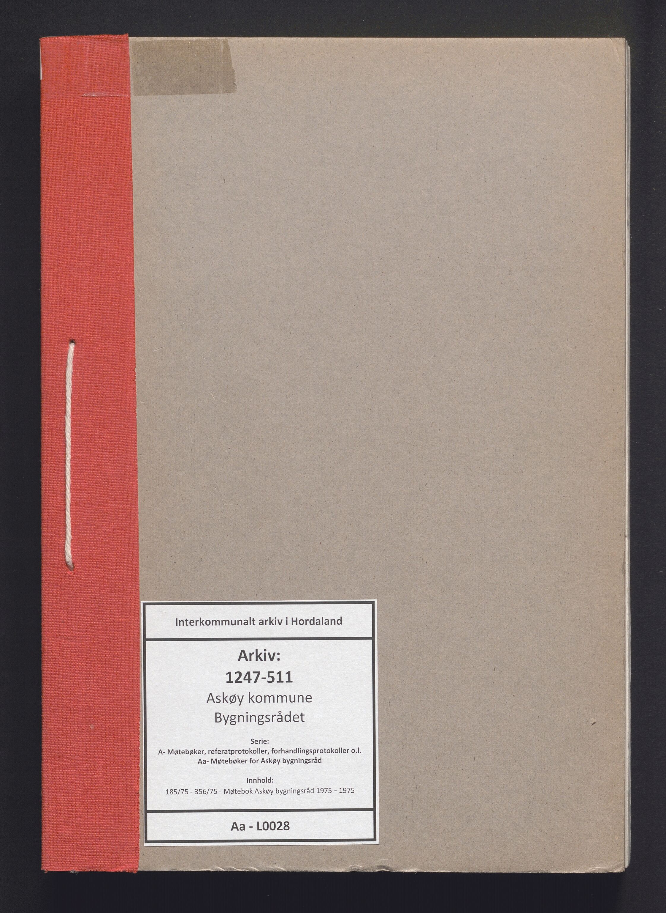 Askøy kommune. Bygningsrådet, IKAH/1247-511/A/Aa/L0028: Møtebok Askøy bygningsråd, 1975