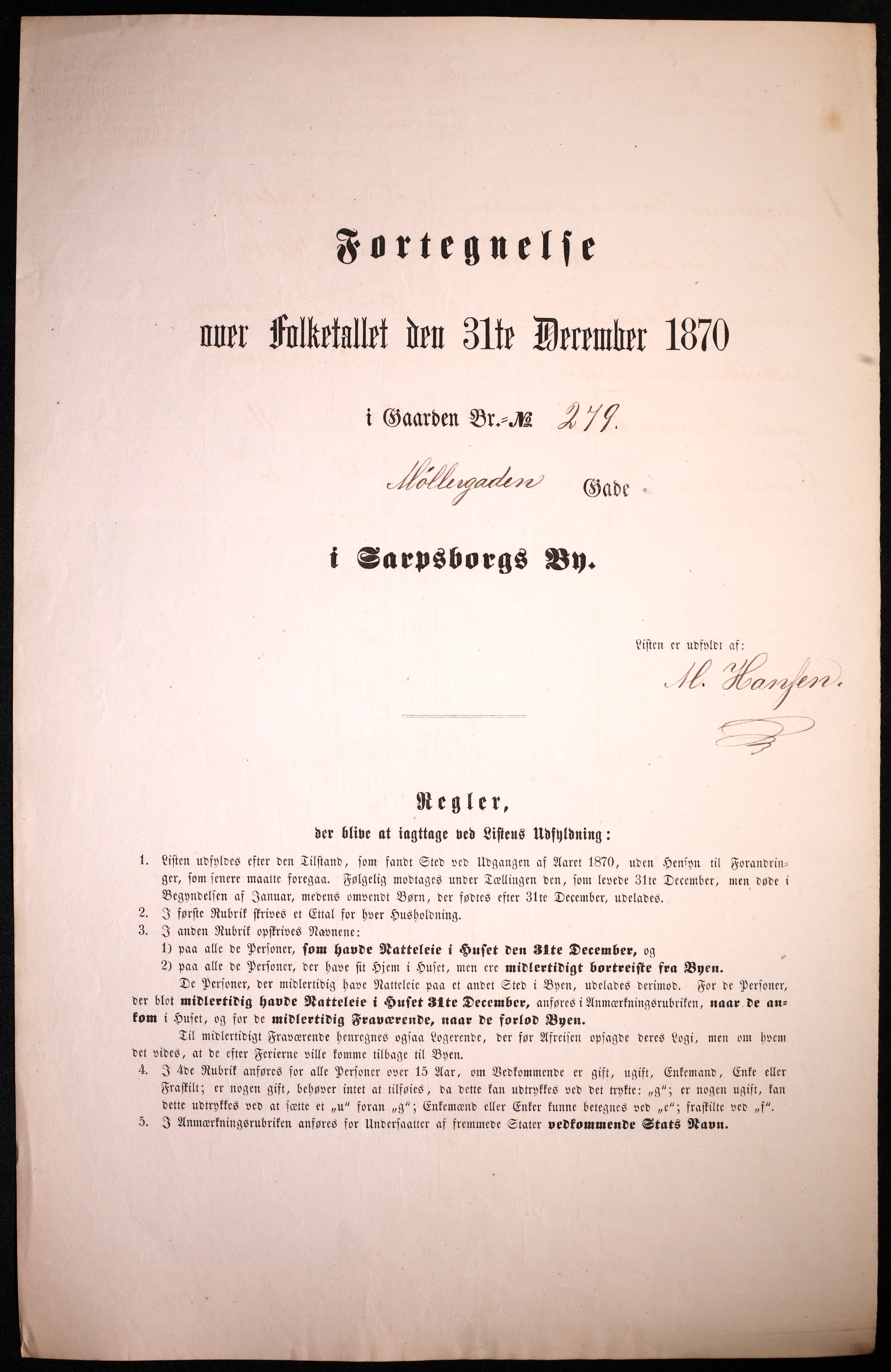 RA, 1870 census for 0102 Sarpsborg, 1870, p. 195