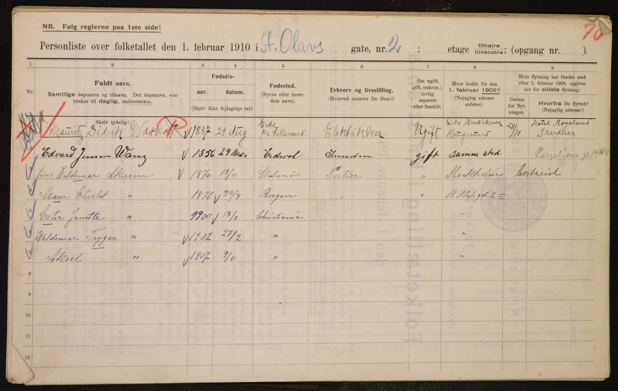 OBA, Municipal Census 1910 for Kristiania, 1910, p. 84077