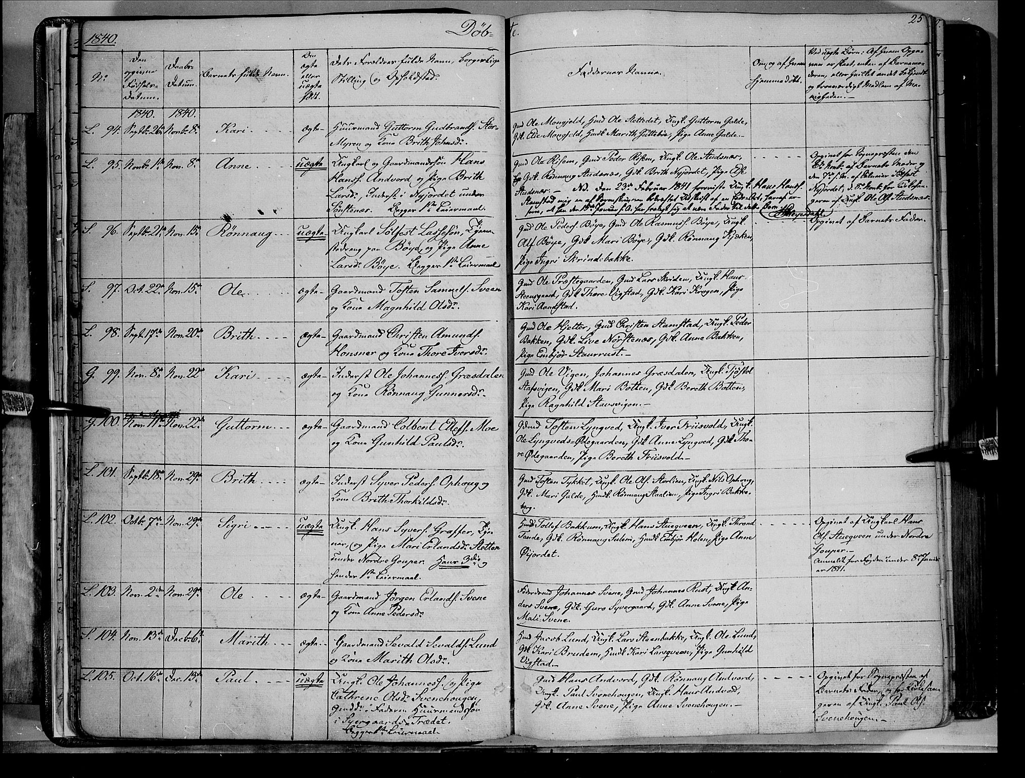 Lom prestekontor, SAH/PREST-070/K/L0006: Parish register (official) no. 6A, 1837-1863, p. 25