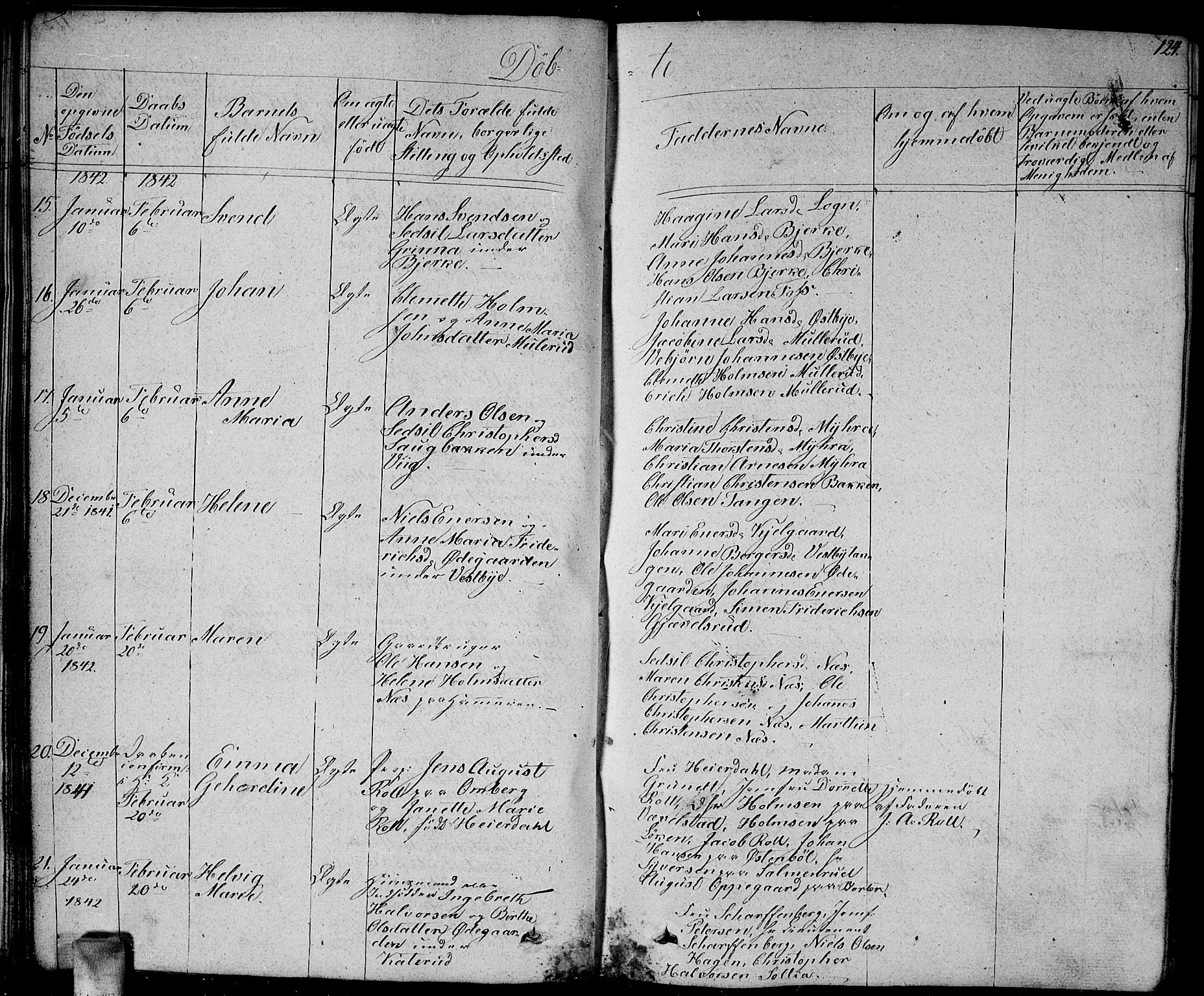 Enebakk prestekontor Kirkebøker, AV/SAO-A-10171c/G/Ga/L0003: Parish register (copy) no. I 3, 1833-1849, p. 124