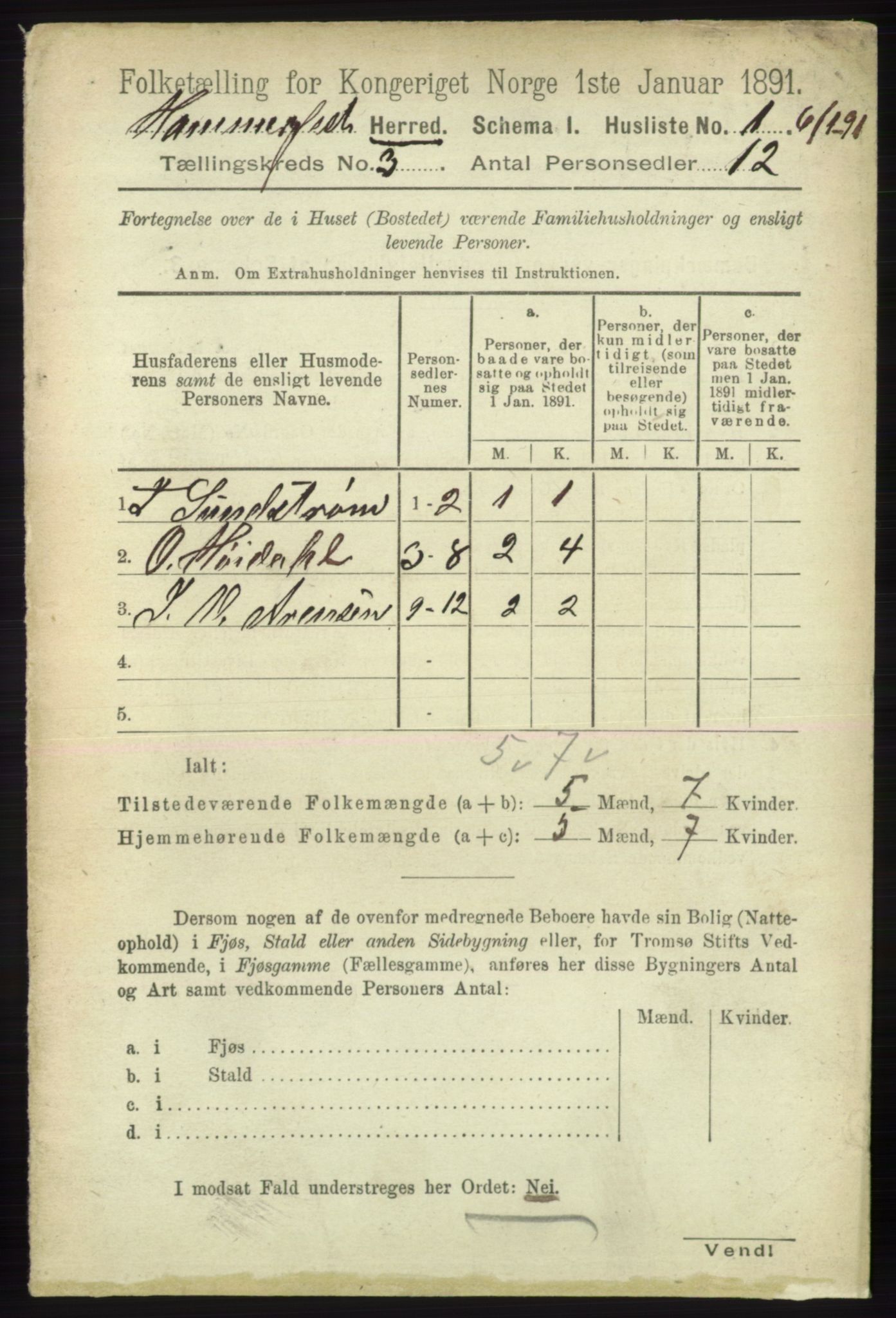 RA, 1891 census for 2016 Hammerfest, 1891, p. 990