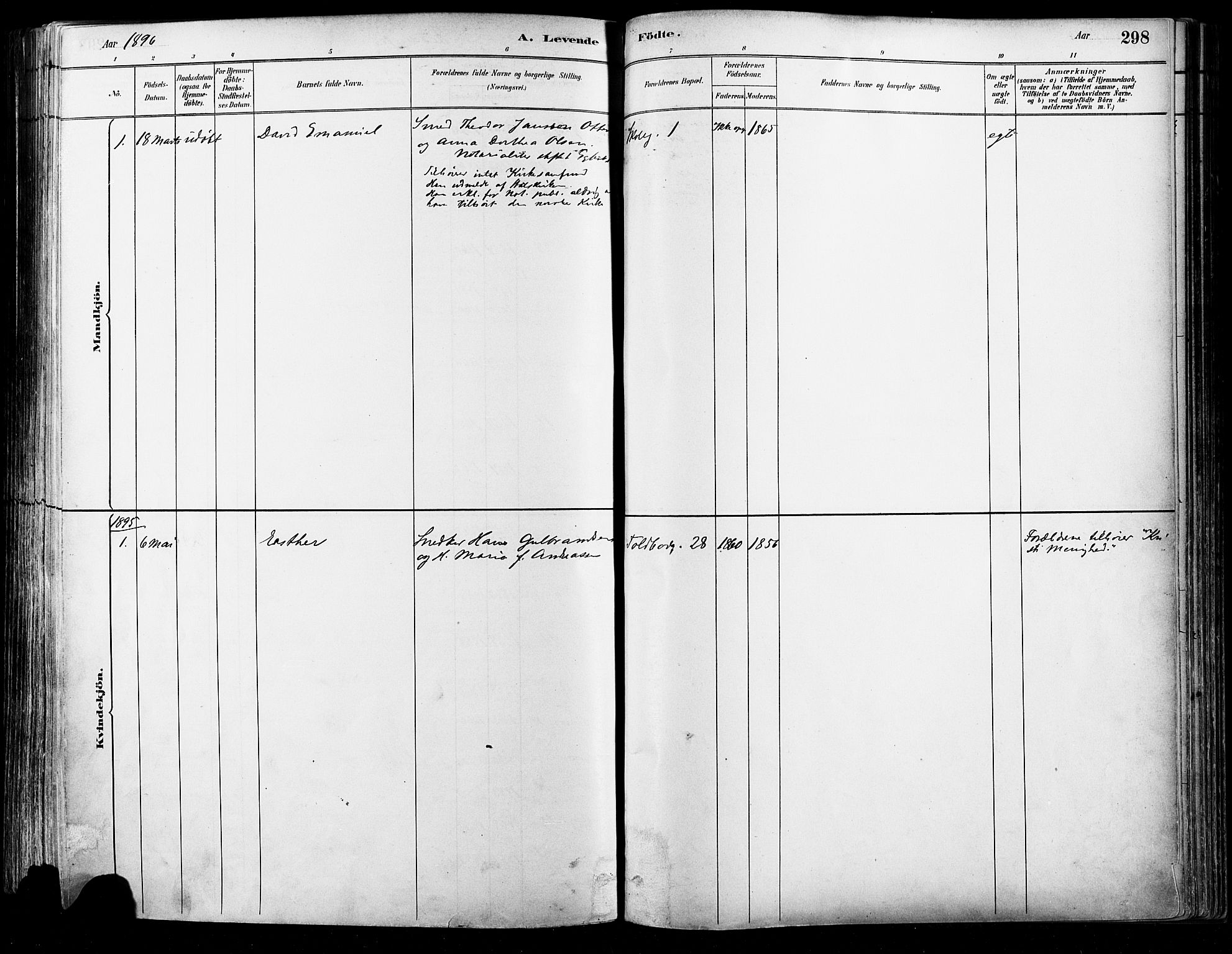 Johannes prestekontor Kirkebøker, SAO/A-10852/F/Fa/L0003: Parish register (official) no. 3, 1882-1896, p. 298