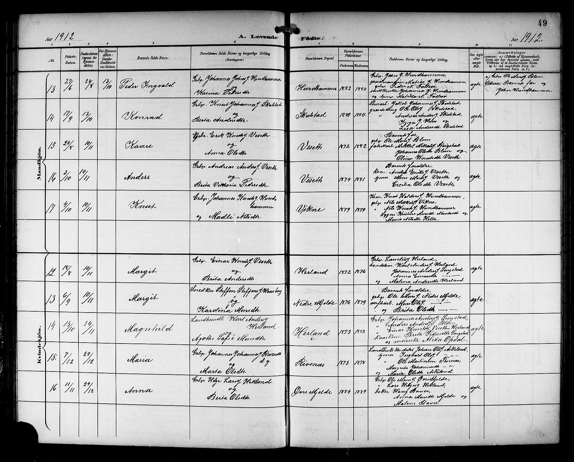 Haus sokneprestembete, SAB/A-75601/H/Hab: Parish register (copy) no. B 4, 1900-1921, p. 49