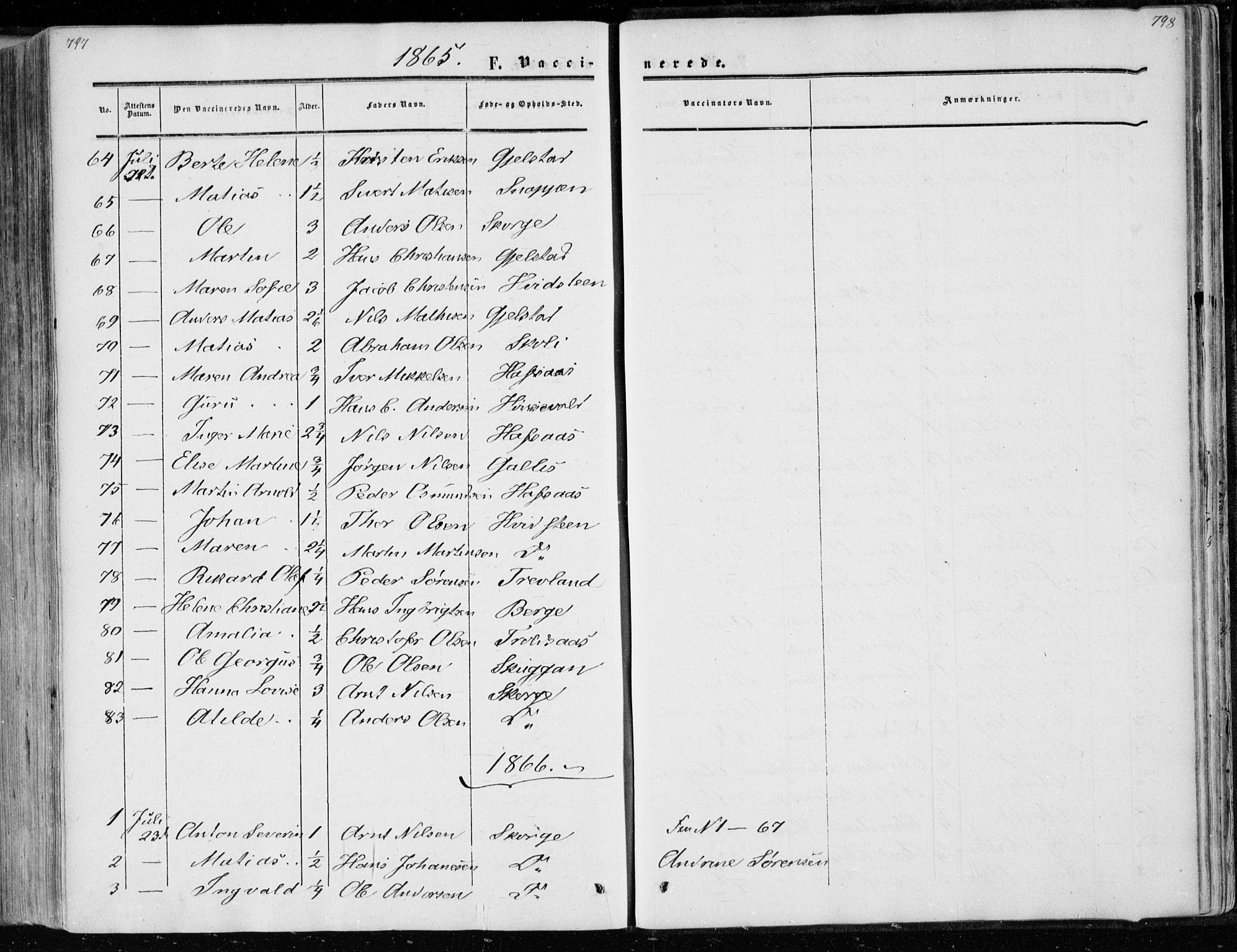 Andebu kirkebøker, AV/SAKO-A-336/F/Fa/L0005: Parish register (official) no. 5, 1857-1870, p. 797-798