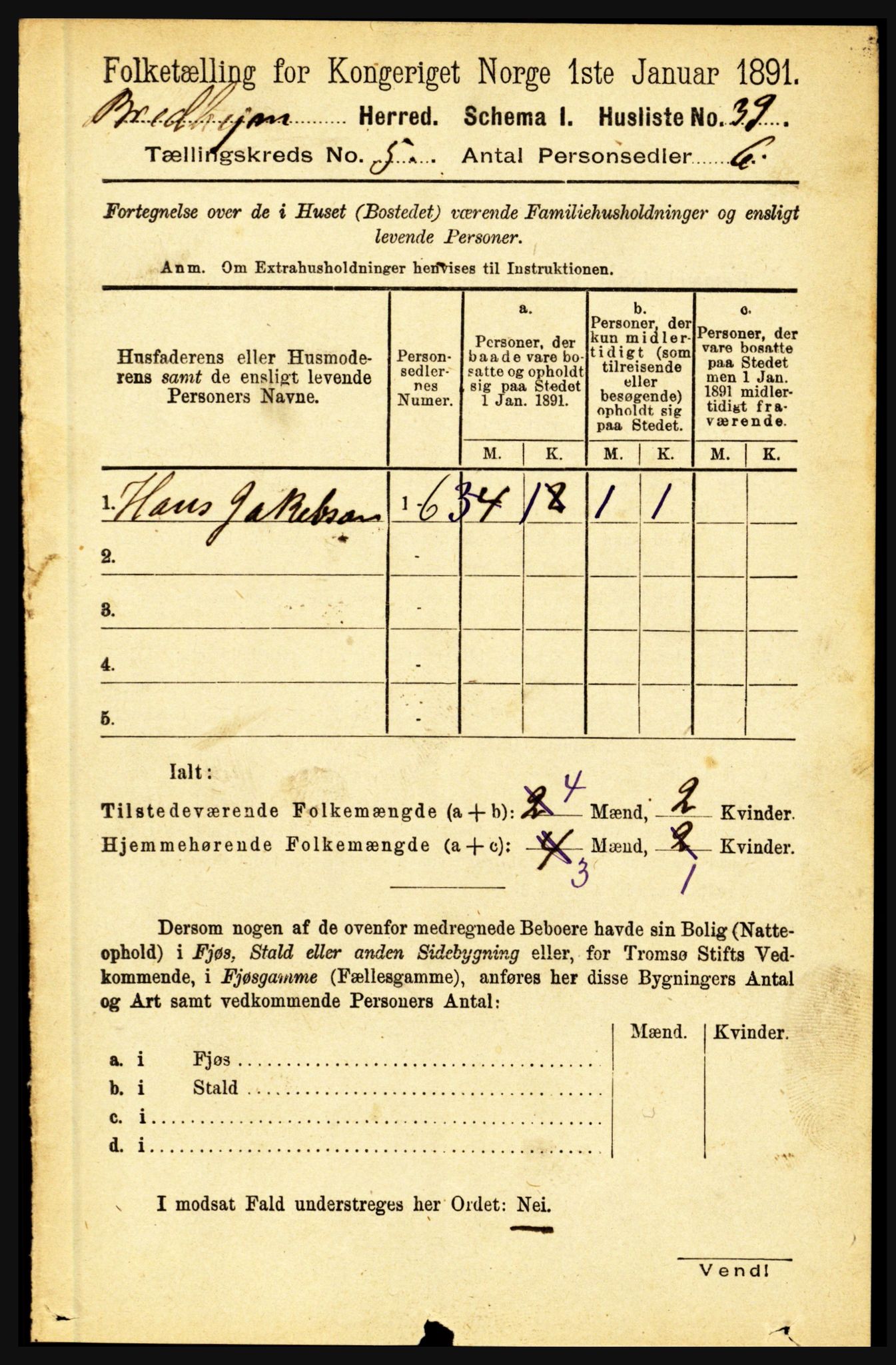 RA, 1891 census for 1446 Breim, 1891, p. 1731