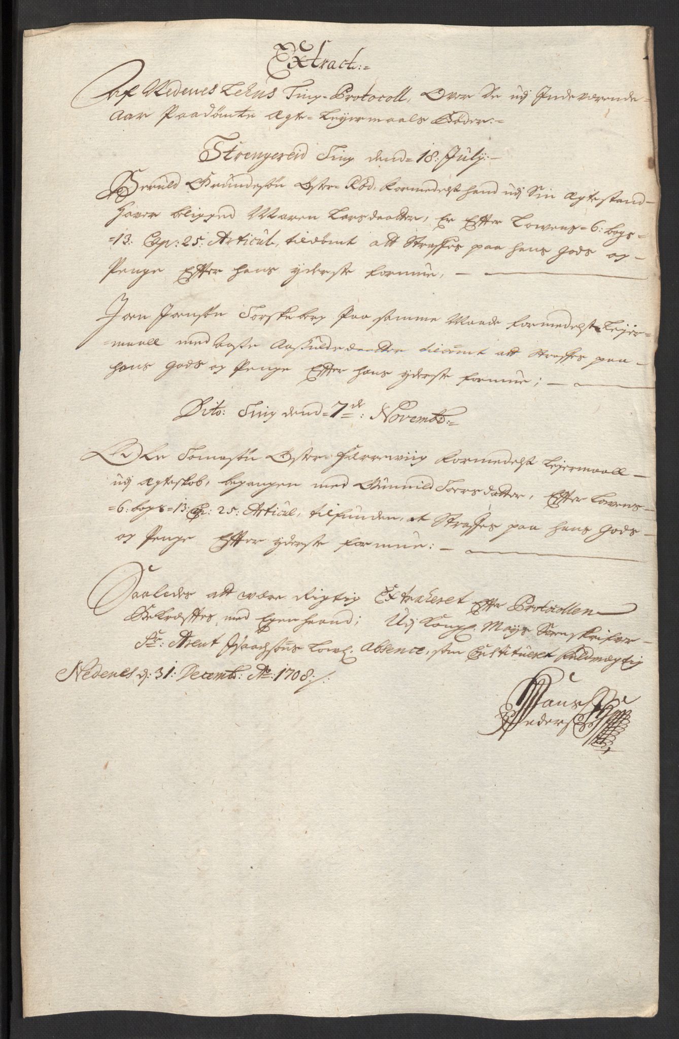 Rentekammeret inntil 1814, Reviderte regnskaper, Fogderegnskap, AV/RA-EA-4092/R39/L2318: Fogderegnskap Nedenes, 1706-1709, p. 264