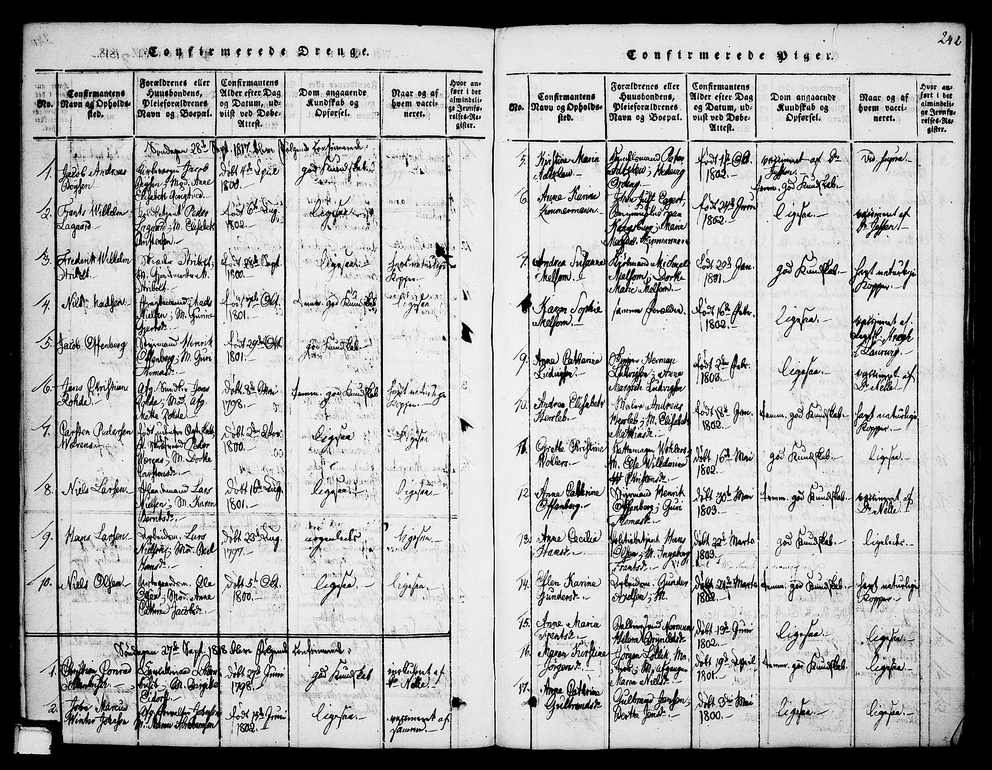 Skien kirkebøker, SAKO/A-302/F/Fa/L0005: Parish register (official) no. 5, 1814-1843, p. 242