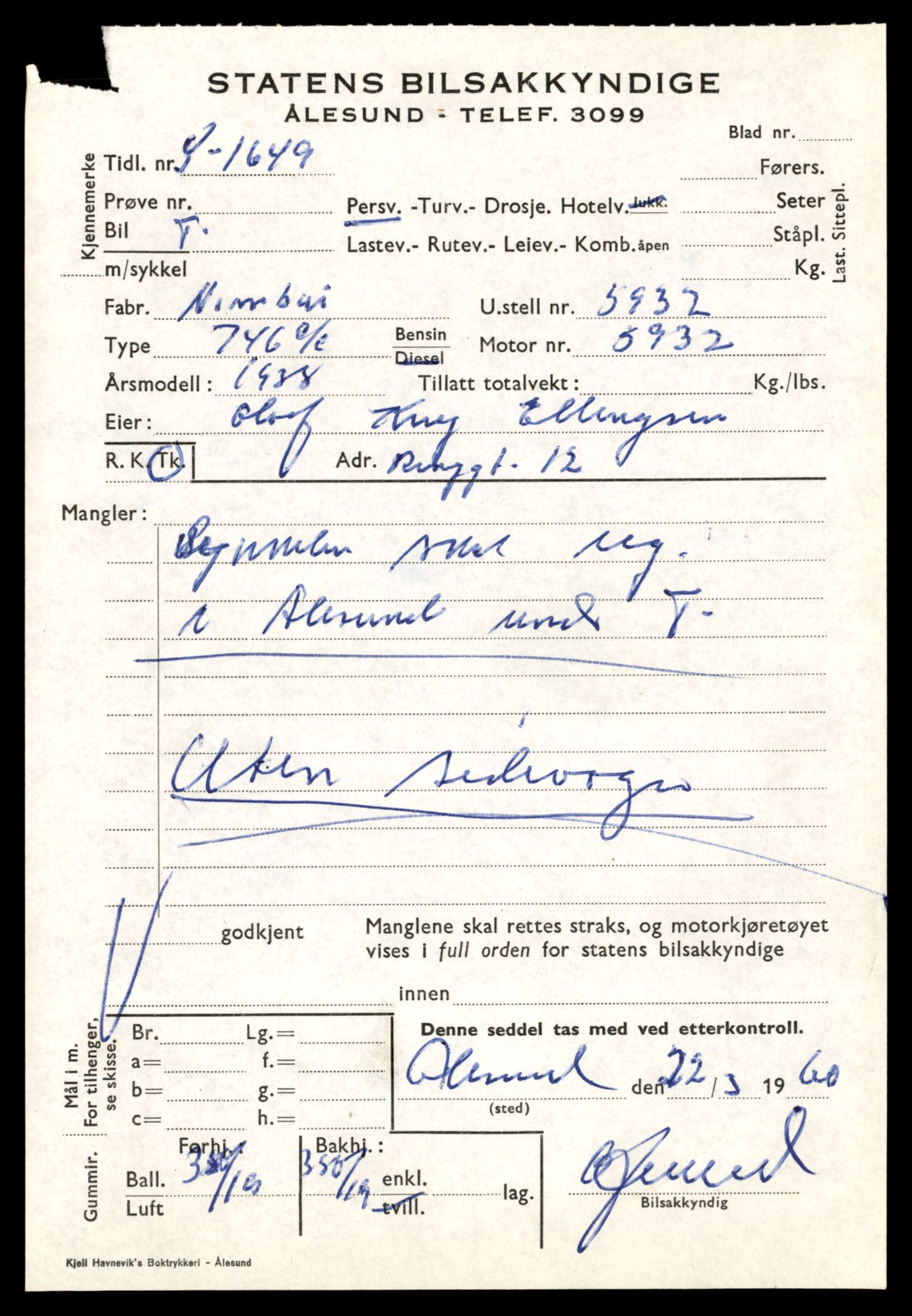 Møre og Romsdal vegkontor - Ålesund trafikkstasjon, AV/SAT-A-4099/F/Fe/L0025: Registreringskort for kjøretøy T 10931 - T 11045, 1927-1998, p. 2656