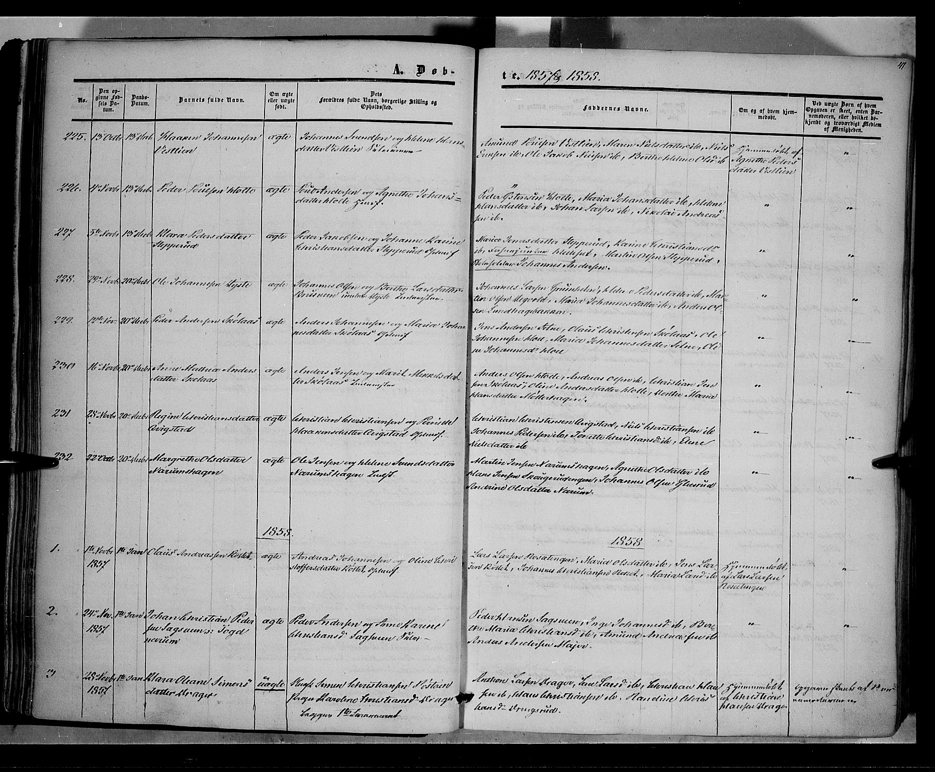 Vestre Toten prestekontor, SAH/PREST-108/H/Ha/Haa/L0006: Parish register (official) no. 6, 1856-1861, p. 41