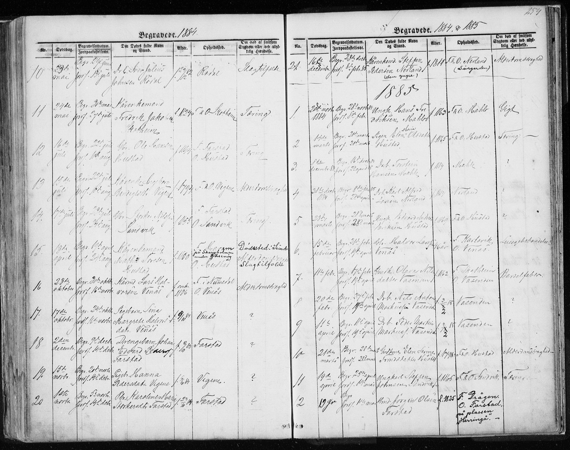 Ministerialprotokoller, klokkerbøker og fødselsregistre - Møre og Romsdal, AV/SAT-A-1454/567/L0782: Parish register (copy) no. 567C02, 1867-1886, p. 254