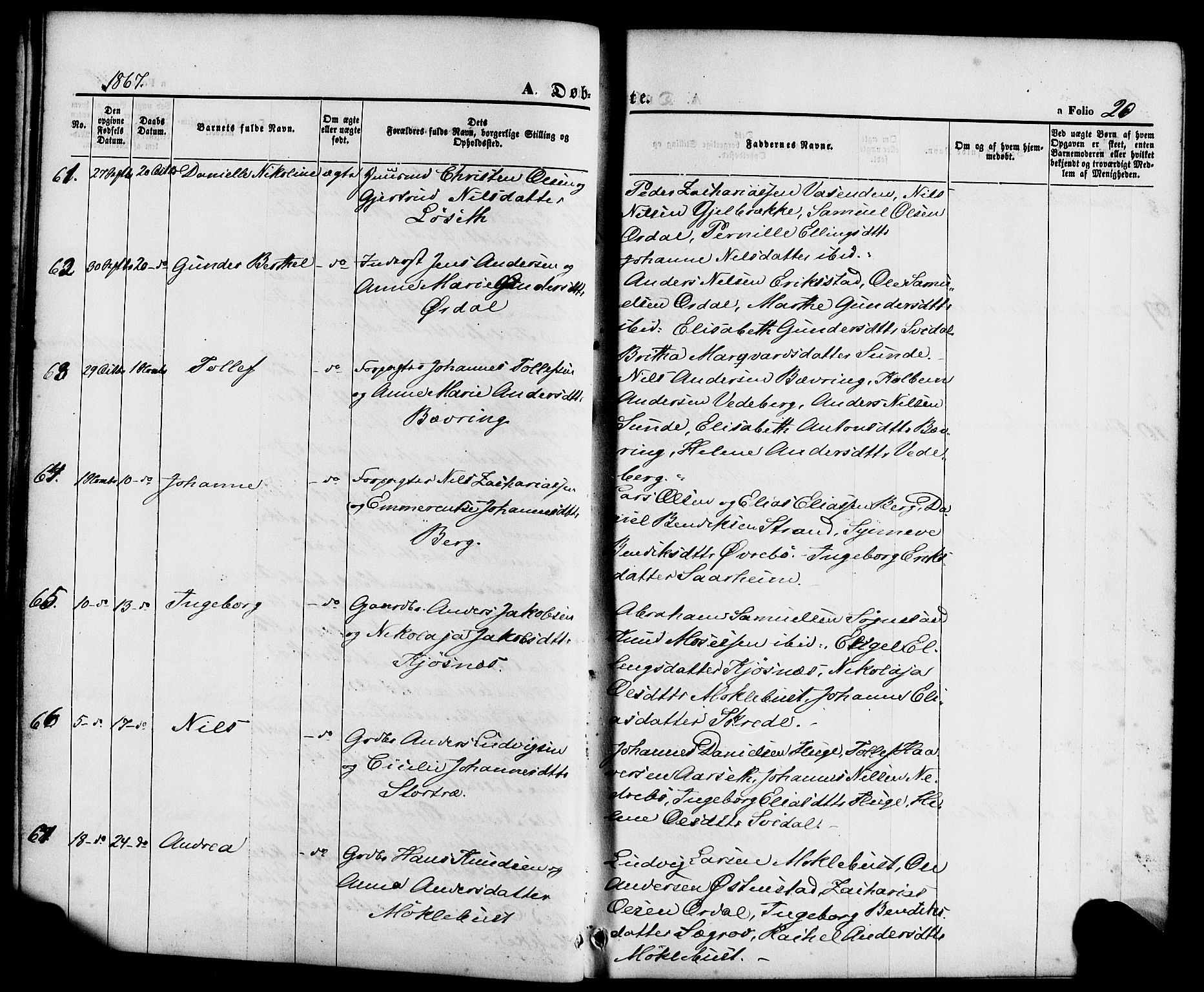 Jølster sokneprestembete, SAB/A-80701/H/Haa/Haaa/L0011: Parish register (official) no. A 11, 1866-1881, p. 20