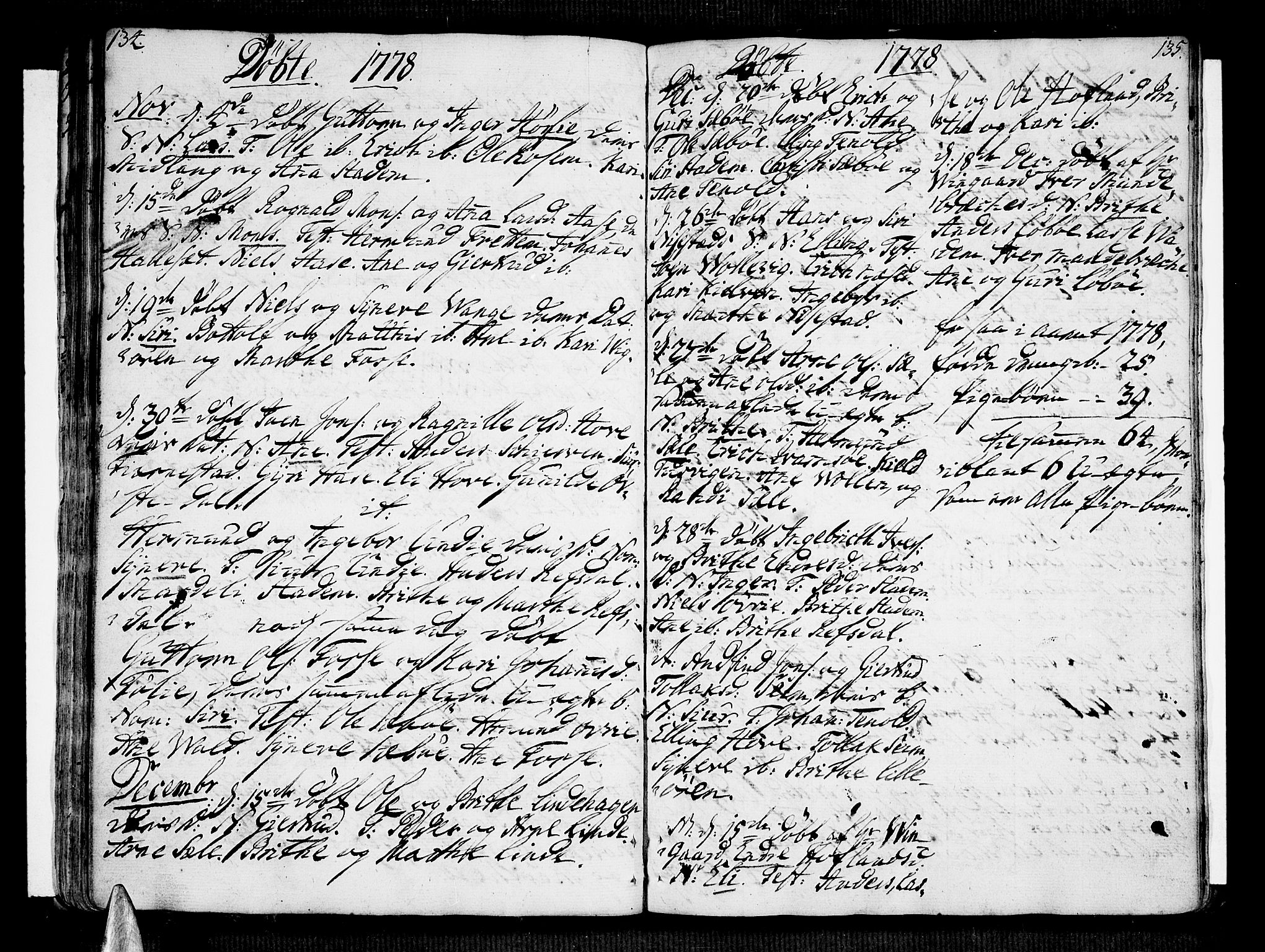 Vik sokneprestembete, AV/SAB-A-81501/H/Haa/Haaa/L0004: Parish register (official) no. A 4, 1772-1783, p. 134-135