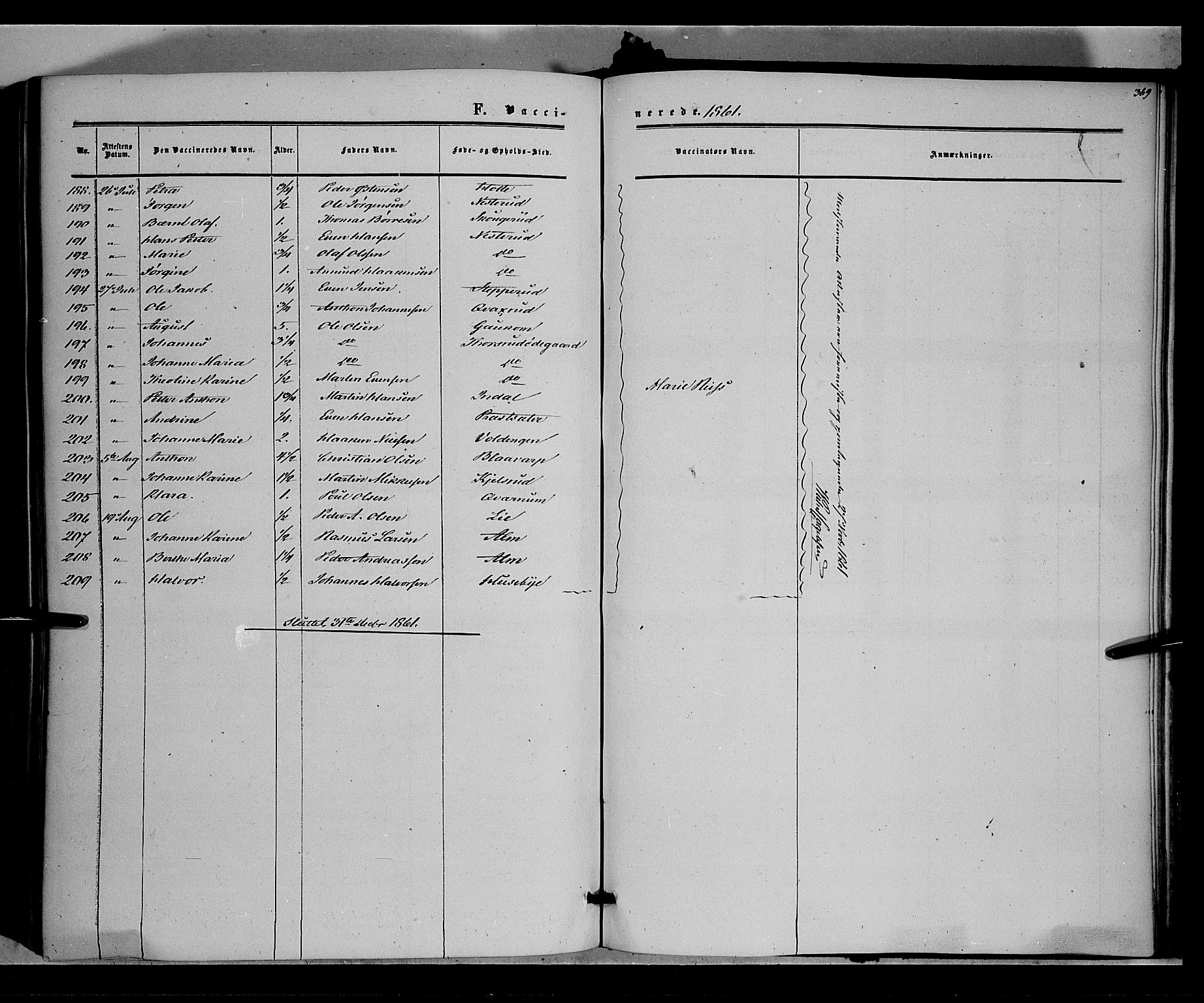 Vestre Toten prestekontor, AV/SAH-PREST-108/H/Ha/Haa/L0006: Parish register (official) no. 6, 1856-1861, p. 369