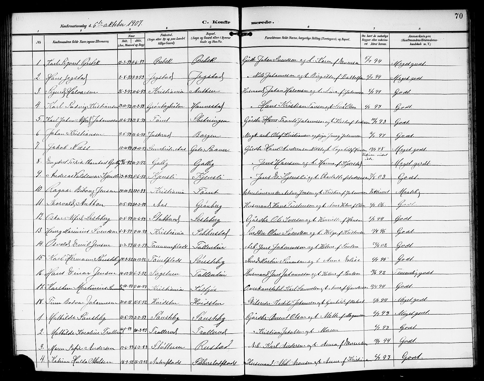 Vestby prestekontor Kirkebøker, AV/SAO-A-10893/G/Ga/L0002: Parish register (copy) no. I 2, 1903-1916, p. 70