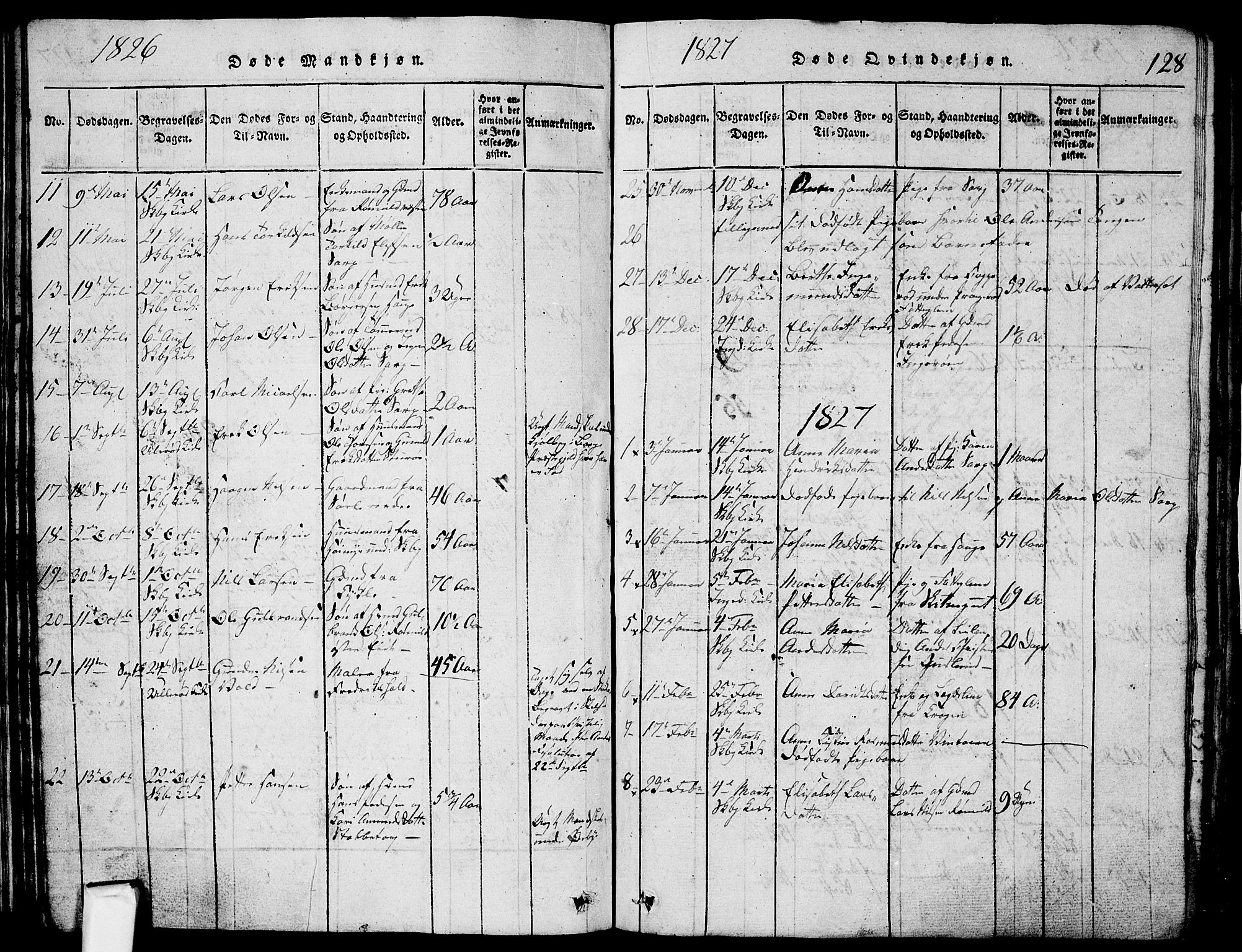 Skjeberg prestekontor Kirkebøker, SAO/A-10923/G/Ga/L0001: Parish register (copy) no. I 1, 1815-1830, p. 128