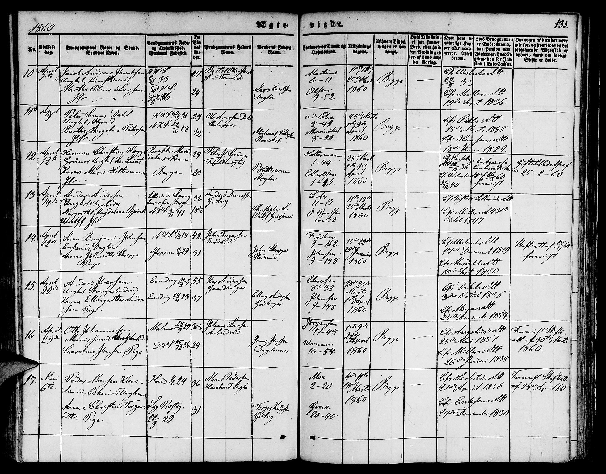 Nykirken Sokneprestembete, AV/SAB-A-77101/H/Hab: Parish register (copy) no. D 1, 1832-1867, p. 133