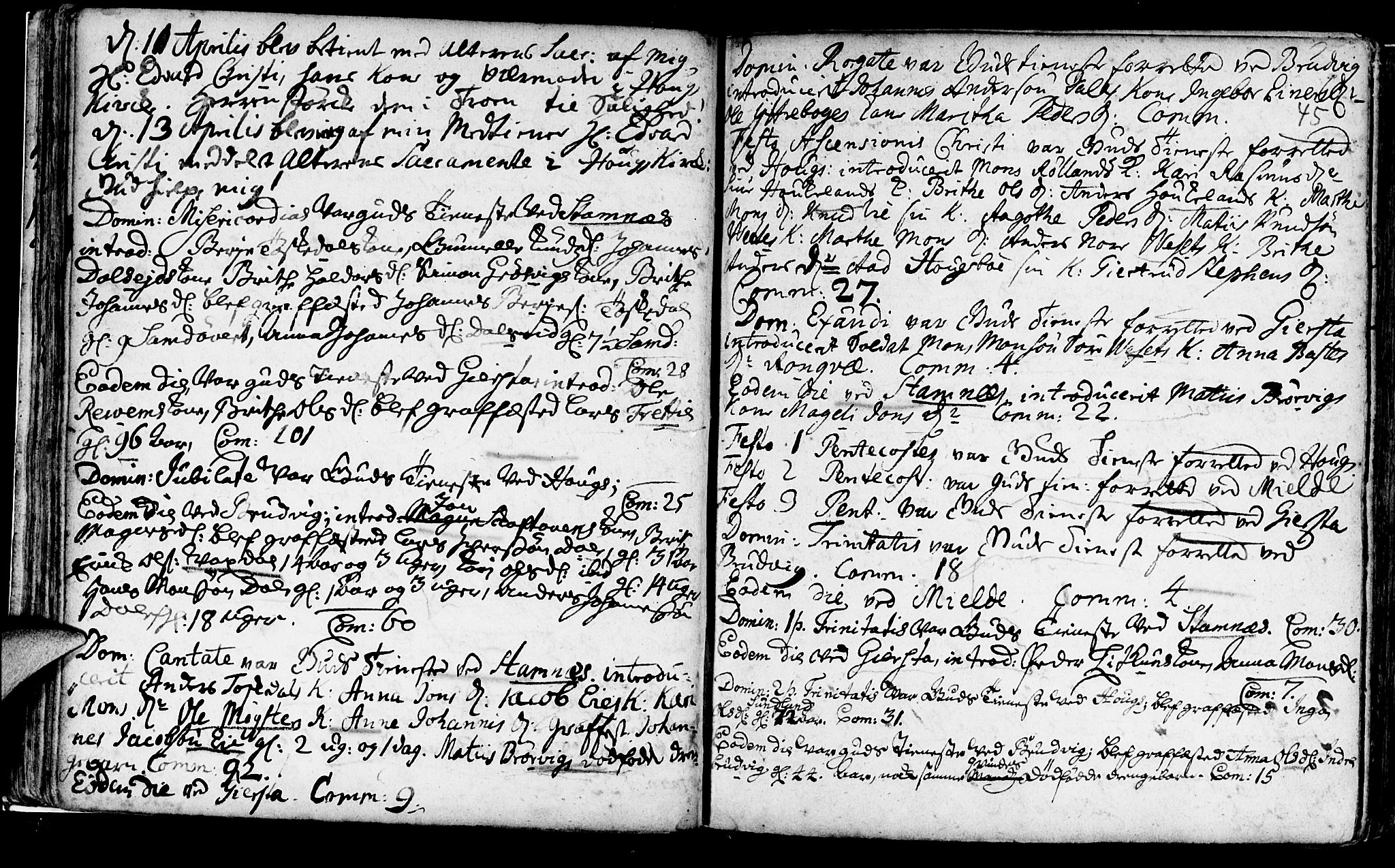 Haus sokneprestembete, SAB/A-75601/H/Haa: Parish register (official) no. A 5, 1733-1747, p. 45