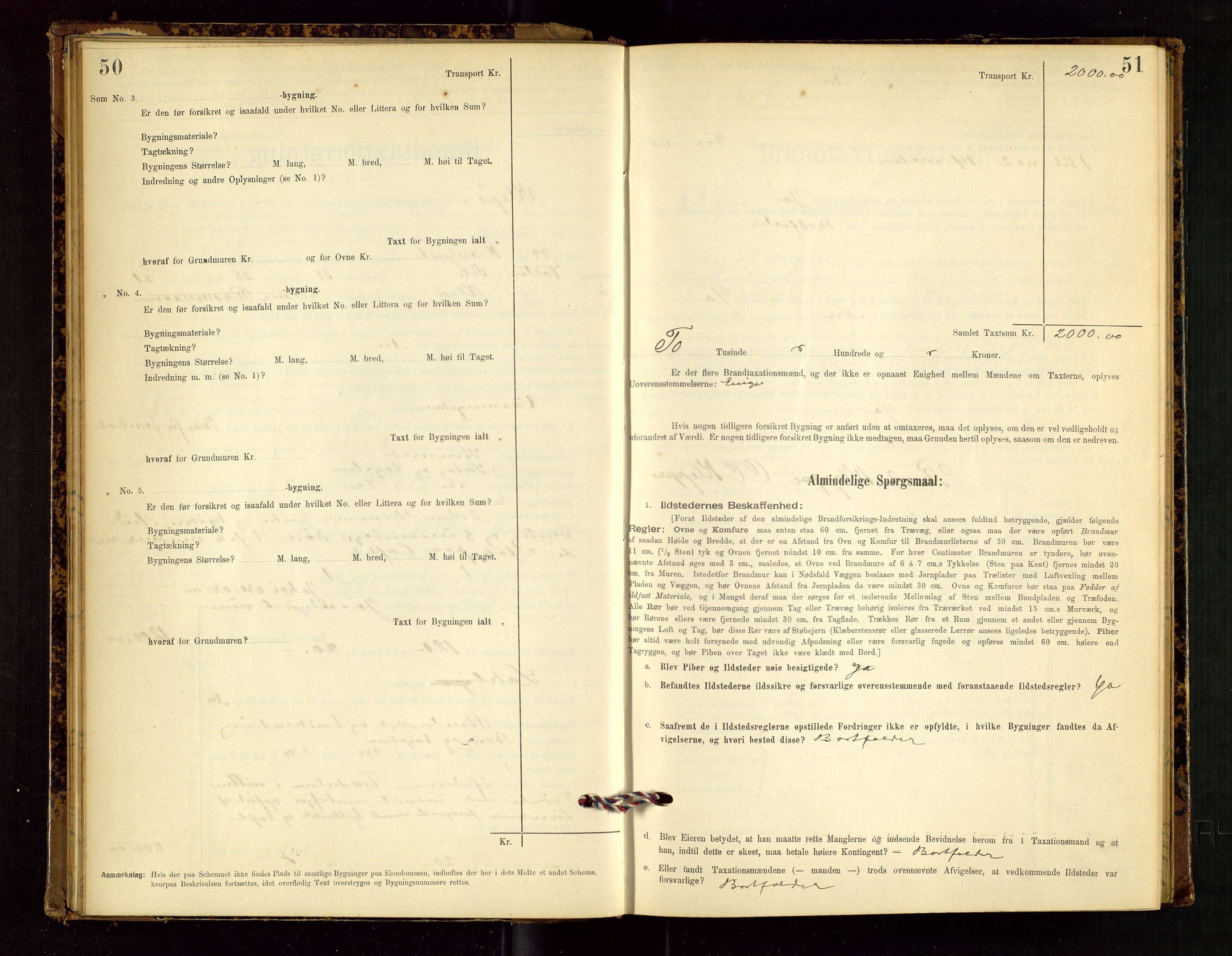 Klepp lensmannskontor, AV/SAST-A-100163/Goc/L0002: "Brandtaxationsprotokol" m/register, 1898-1902, p. 50-51
