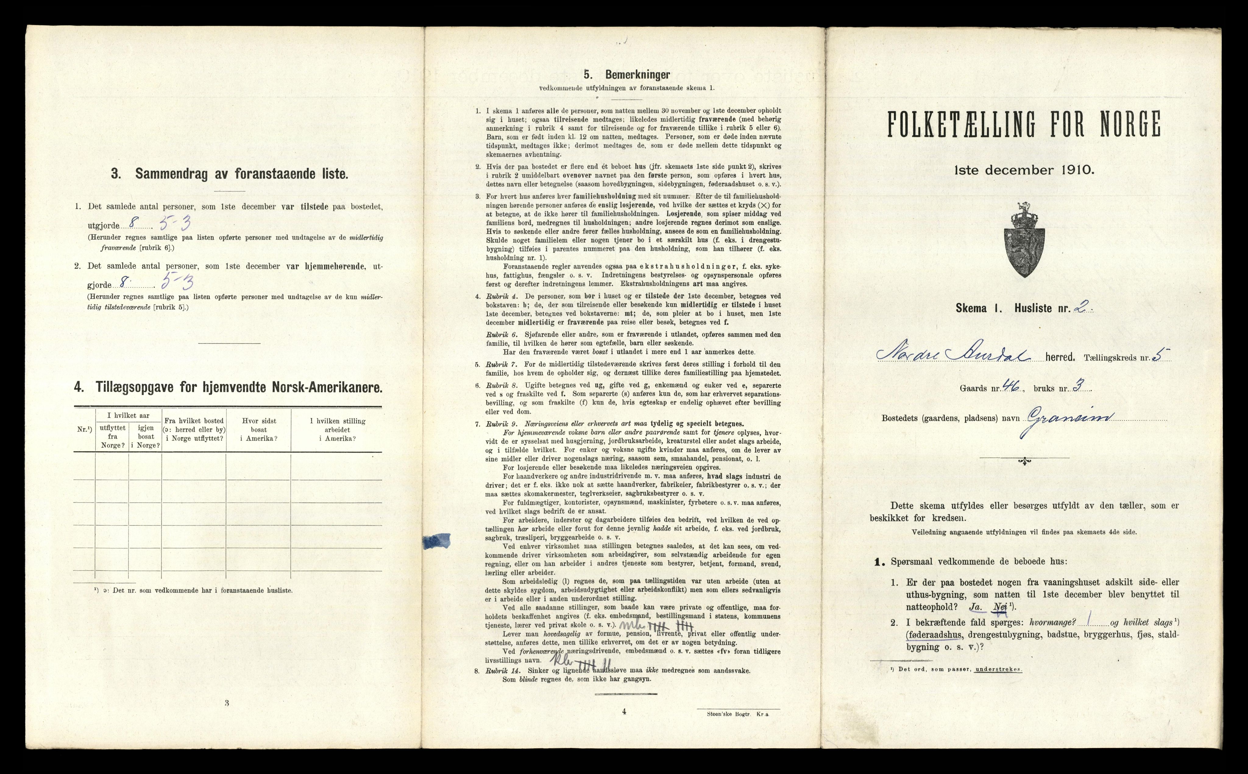 RA, 1910 census for Nord-Aurdal, 1910, p. 733