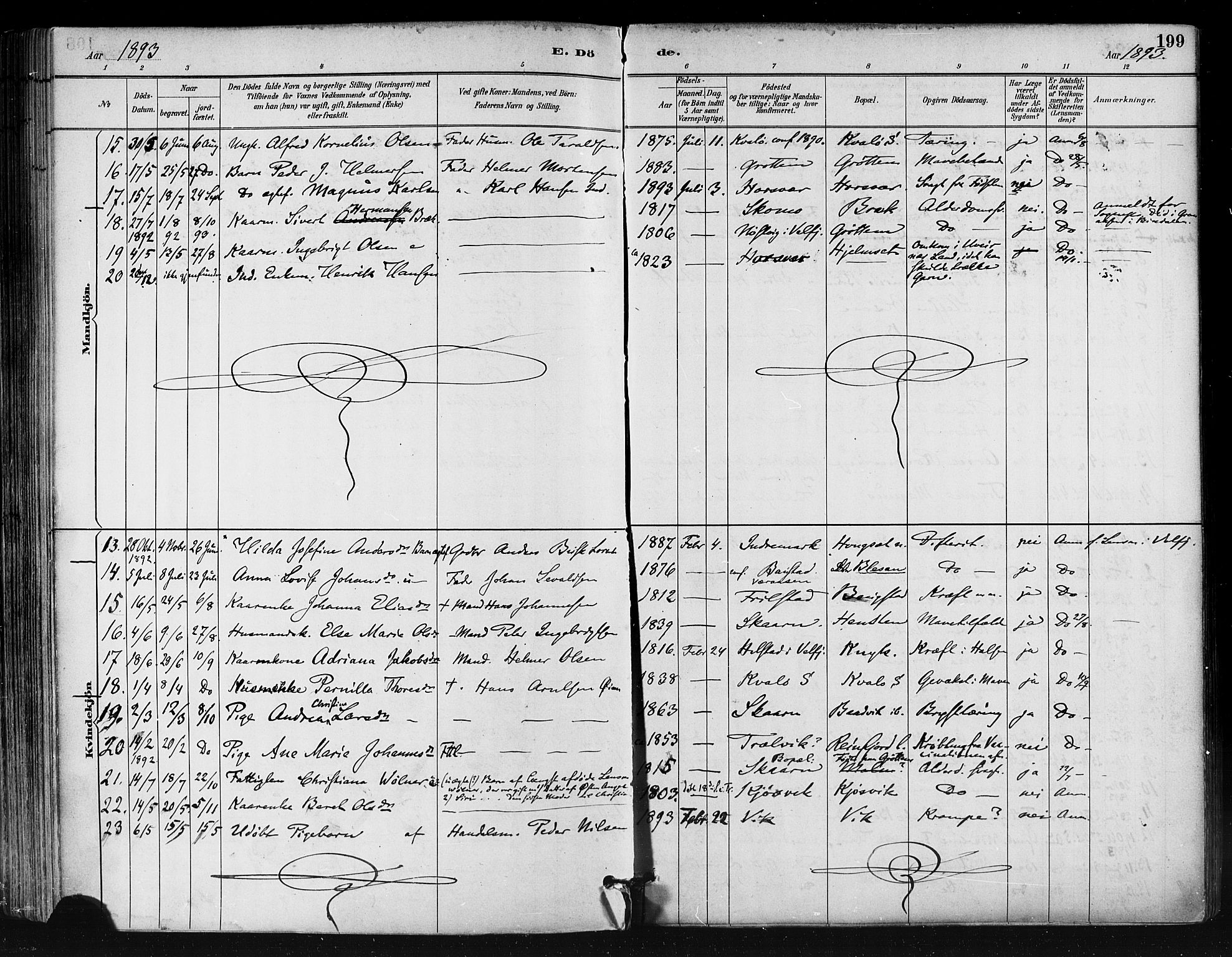 Ministerialprotokoller, klokkerbøker og fødselsregistre - Nordland, AV/SAT-A-1459/812/L0178: Parish register (official) no. 812A07, 1886-1900, p. 199