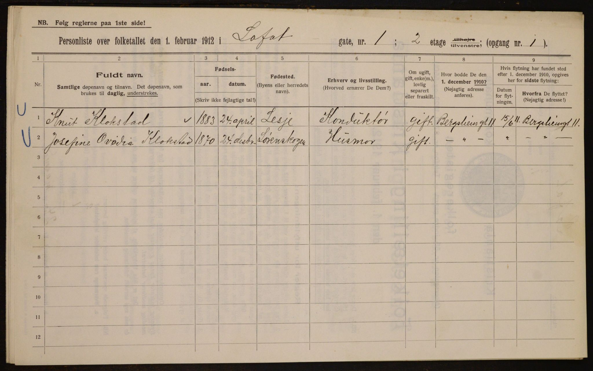 OBA, Municipal Census 1912 for Kristiania, 1912, p. 58720