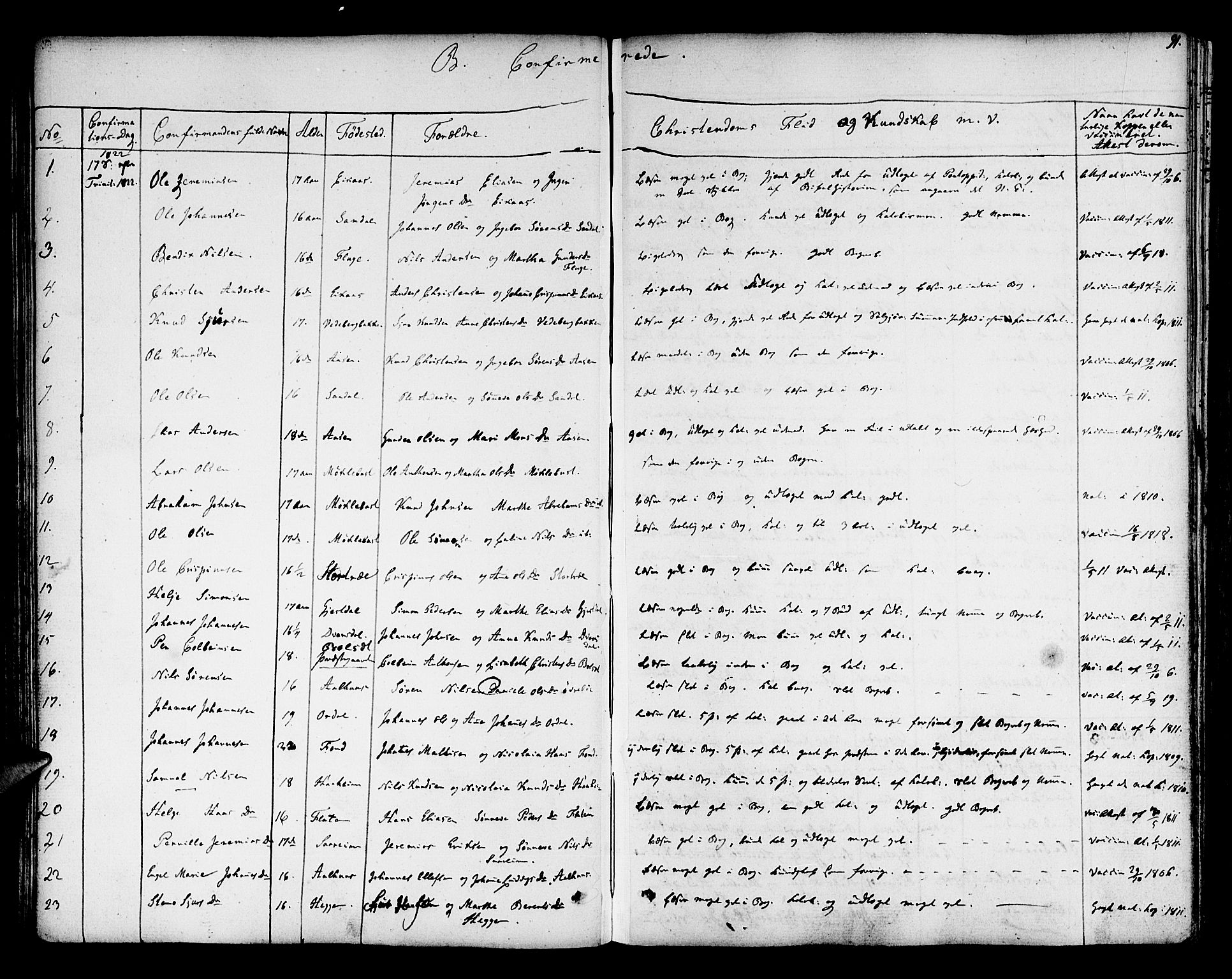 Jølster sokneprestembete, SAB/A-80701/H/Haa/Haaa/L0008: Parish register (official) no. A 8, 1821-1833, p. 91