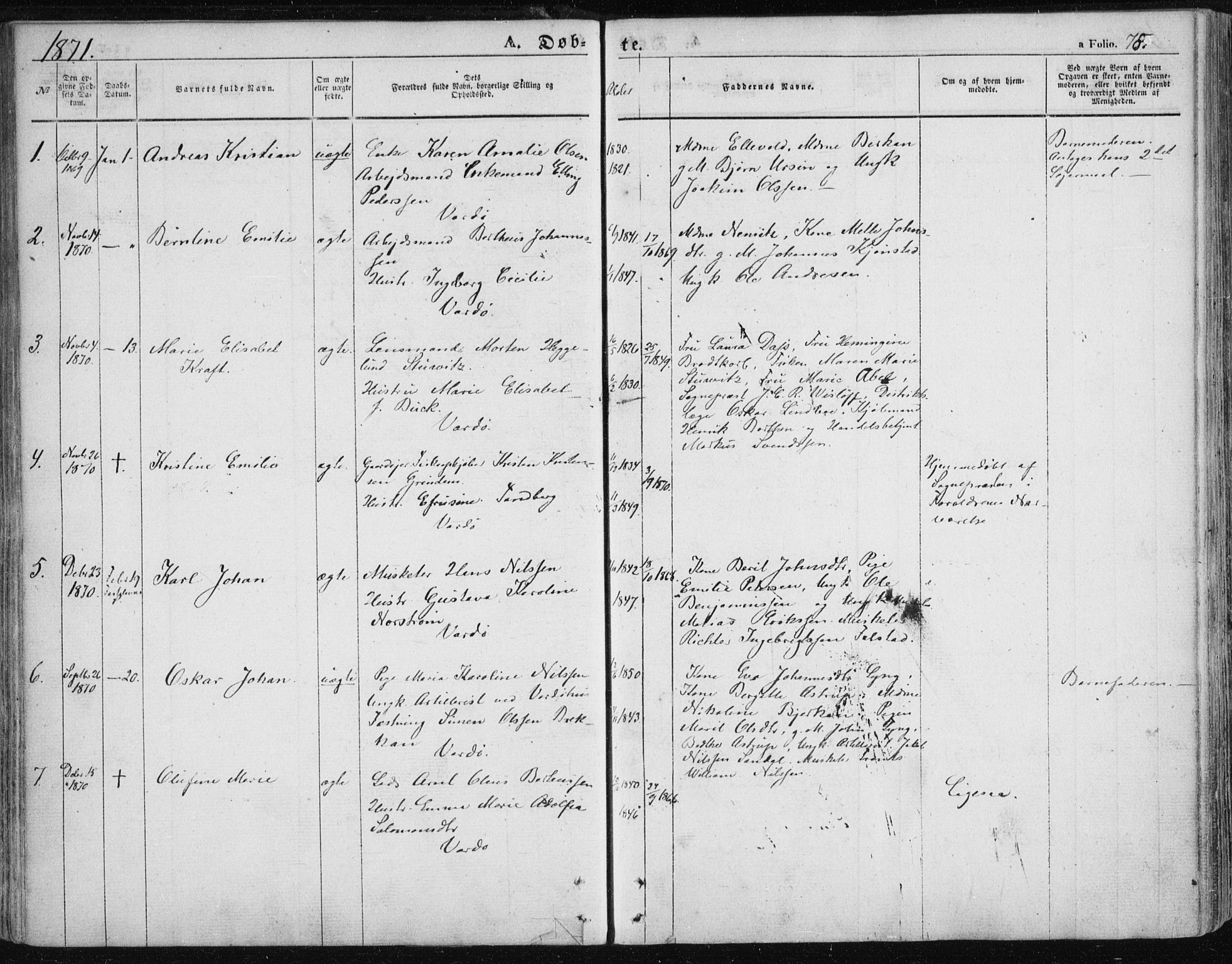 Vardø sokneprestkontor, AV/SATØ-S-1332/H/Ha/L0004kirke: Parish register (official) no. 4, 1862-1871, p. 78