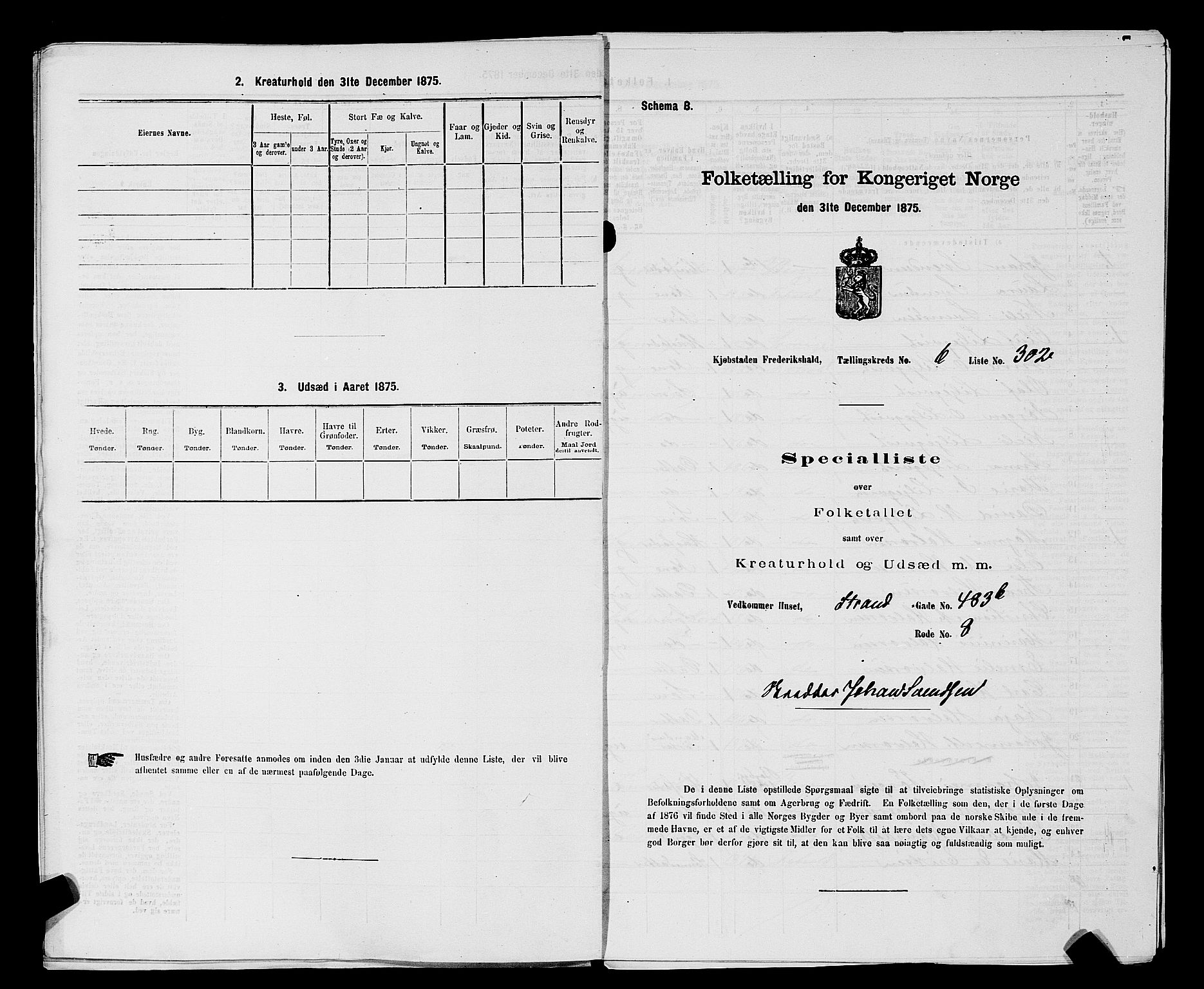 RA, 1875 census for 0101P Fredrikshald, 1875, p. 761