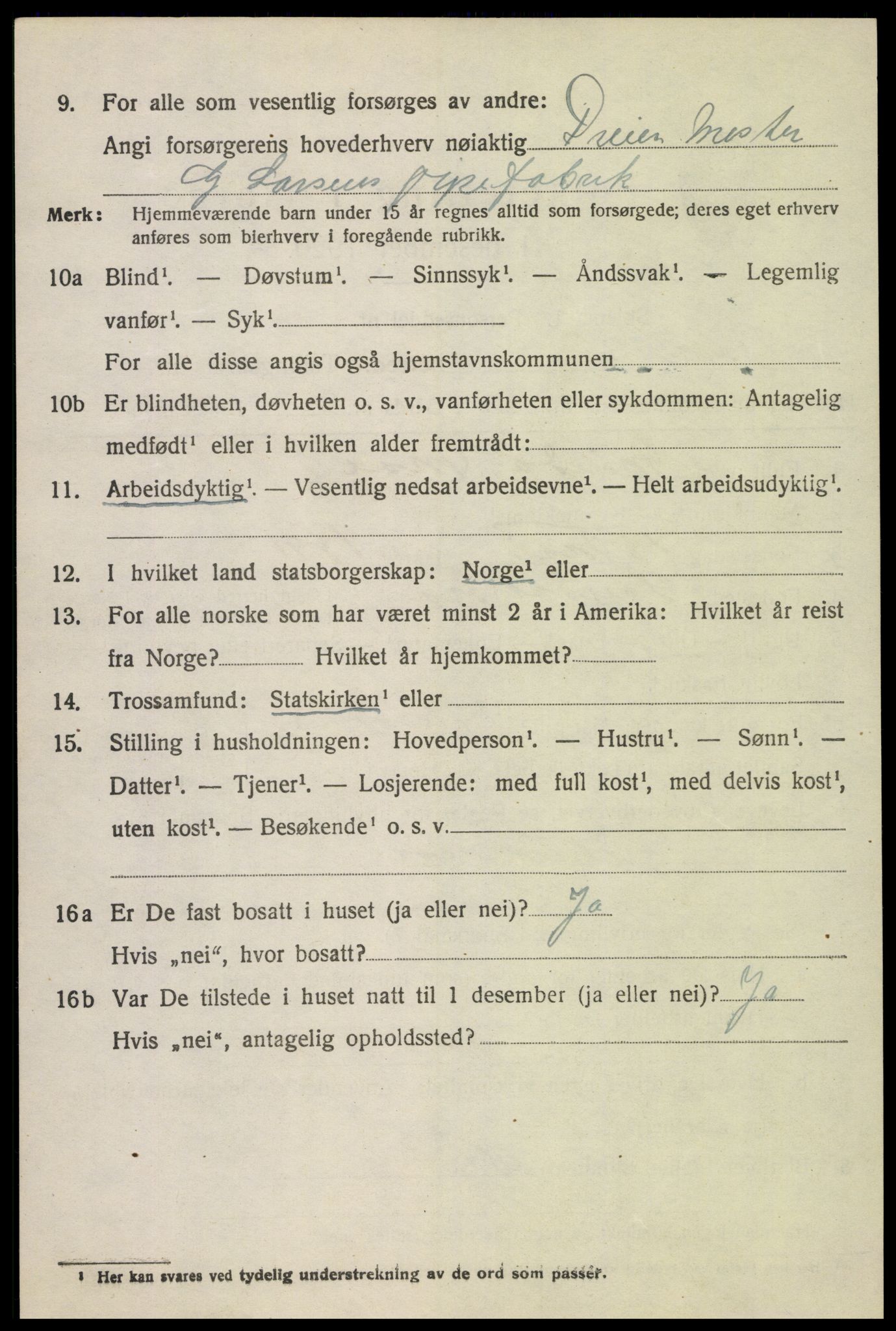 SAH, 1920 census for Fåberg, 1920, p. 5919