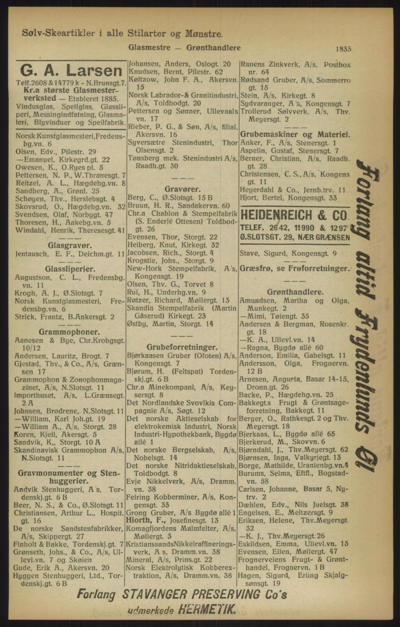 Kristiania/Oslo adressebok, PUBL/-, 1915, p. 1833
