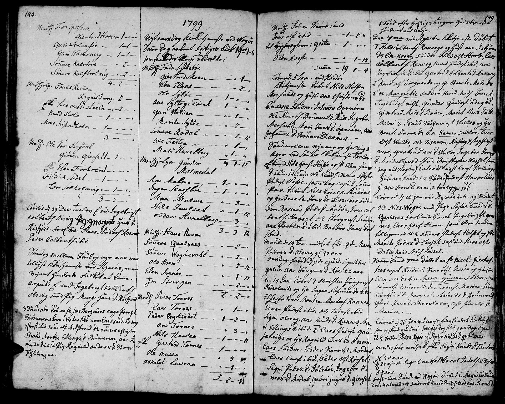 Ministerialprotokoller, klokkerbøker og fødselsregistre - Møre og Romsdal, AV/SAT-A-1454/560/L0717: Parish register (official) no. 560A01, 1785-1808, p. 148-149