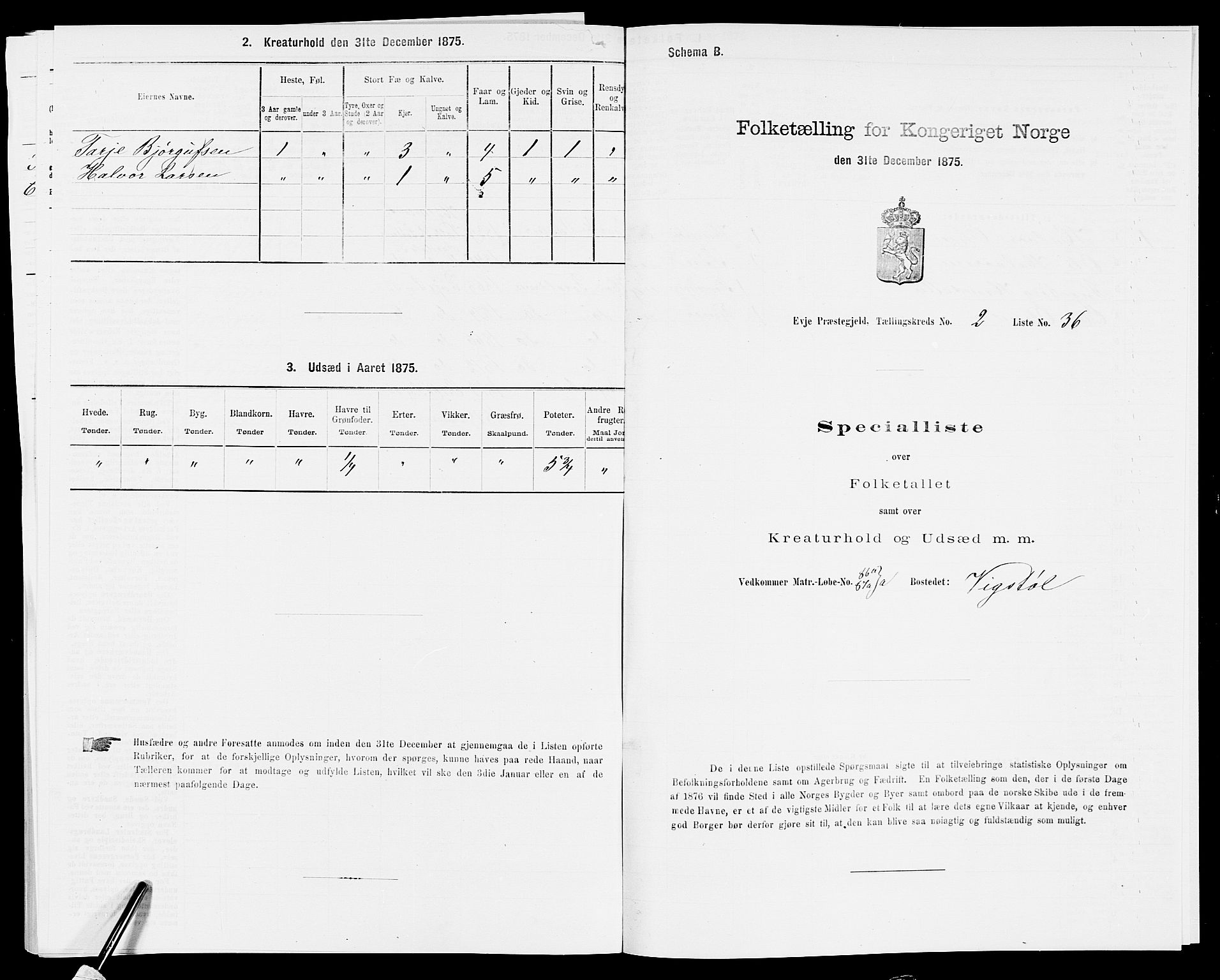 SAK, 1875 census for 0934P Evje, 1875, p. 183