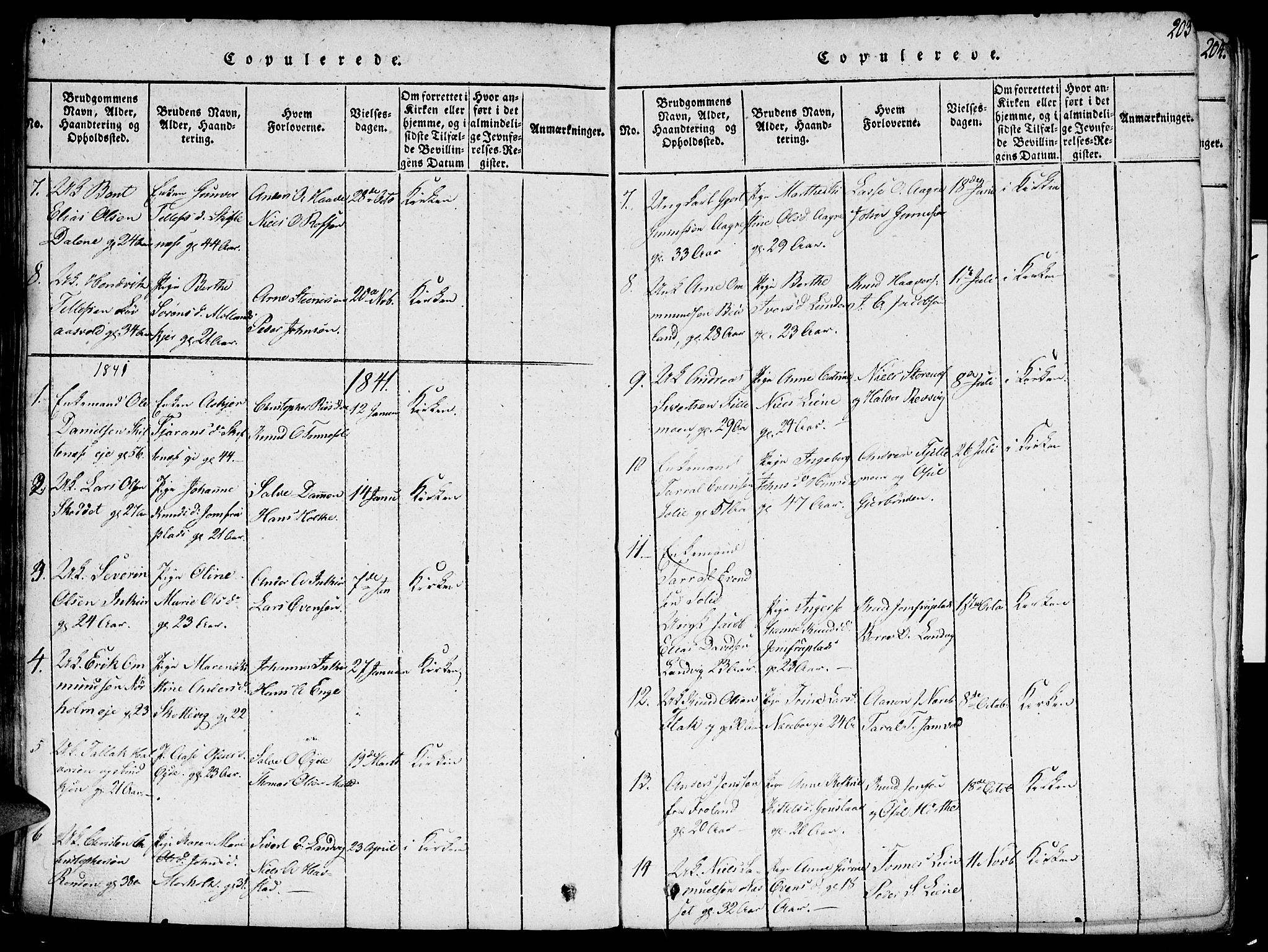 Hommedal sokneprestkontor, SAK/1111-0023/F/Fa/Fab/L0003: Parish register (official) no. A 3, 1815-1848, p. 203