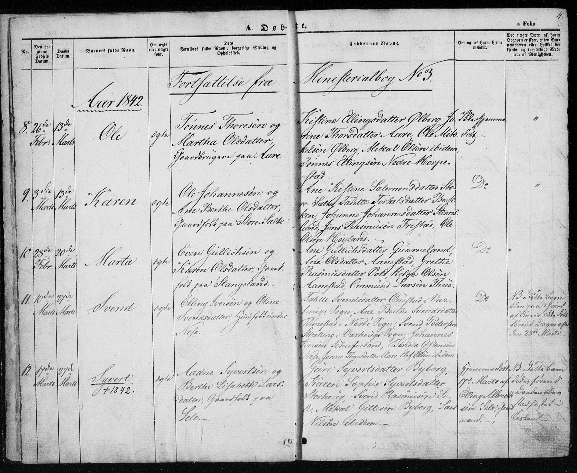 Klepp sokneprestkontor, SAST/A-101803/001/3/30BA/L0004: Parish register (official) no. A 4, 1842-1852, p. 4