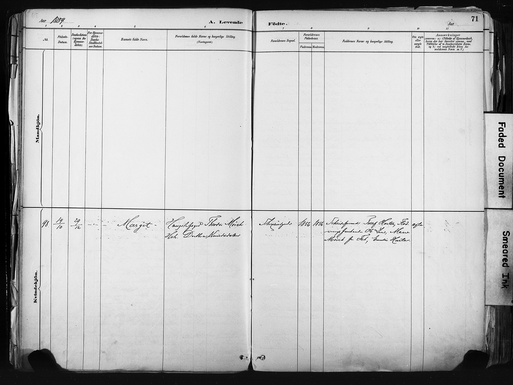 Kongsberg kirkebøker, AV/SAKO-A-22/F/Fb/L0002: Parish register (official) no. II 2, 1886-1896, p. 71