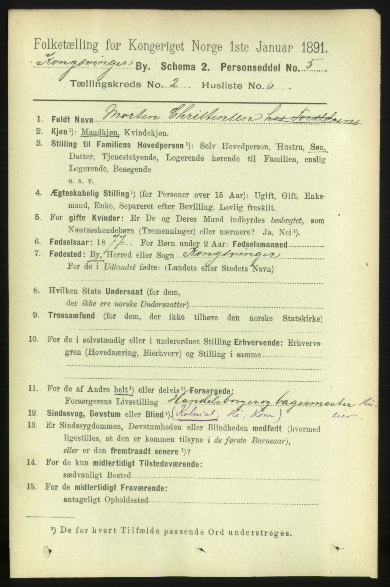 RA, 1891 census for 0402 Kongsvinger, 1891, p. 831