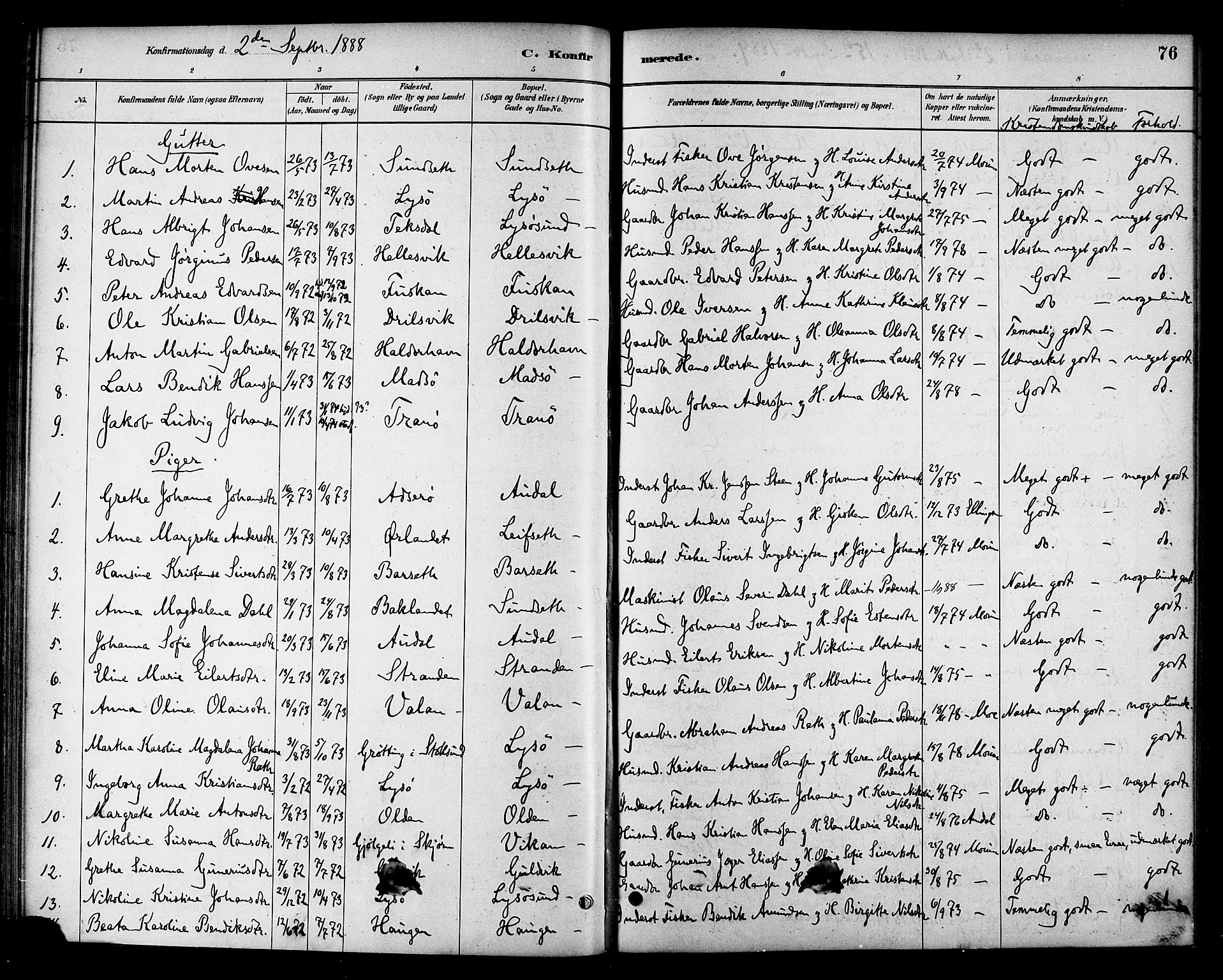 Ministerialprotokoller, klokkerbøker og fødselsregistre - Sør-Trøndelag, SAT/A-1456/654/L0663: Parish register (official) no. 654A01, 1880-1894, p. 76