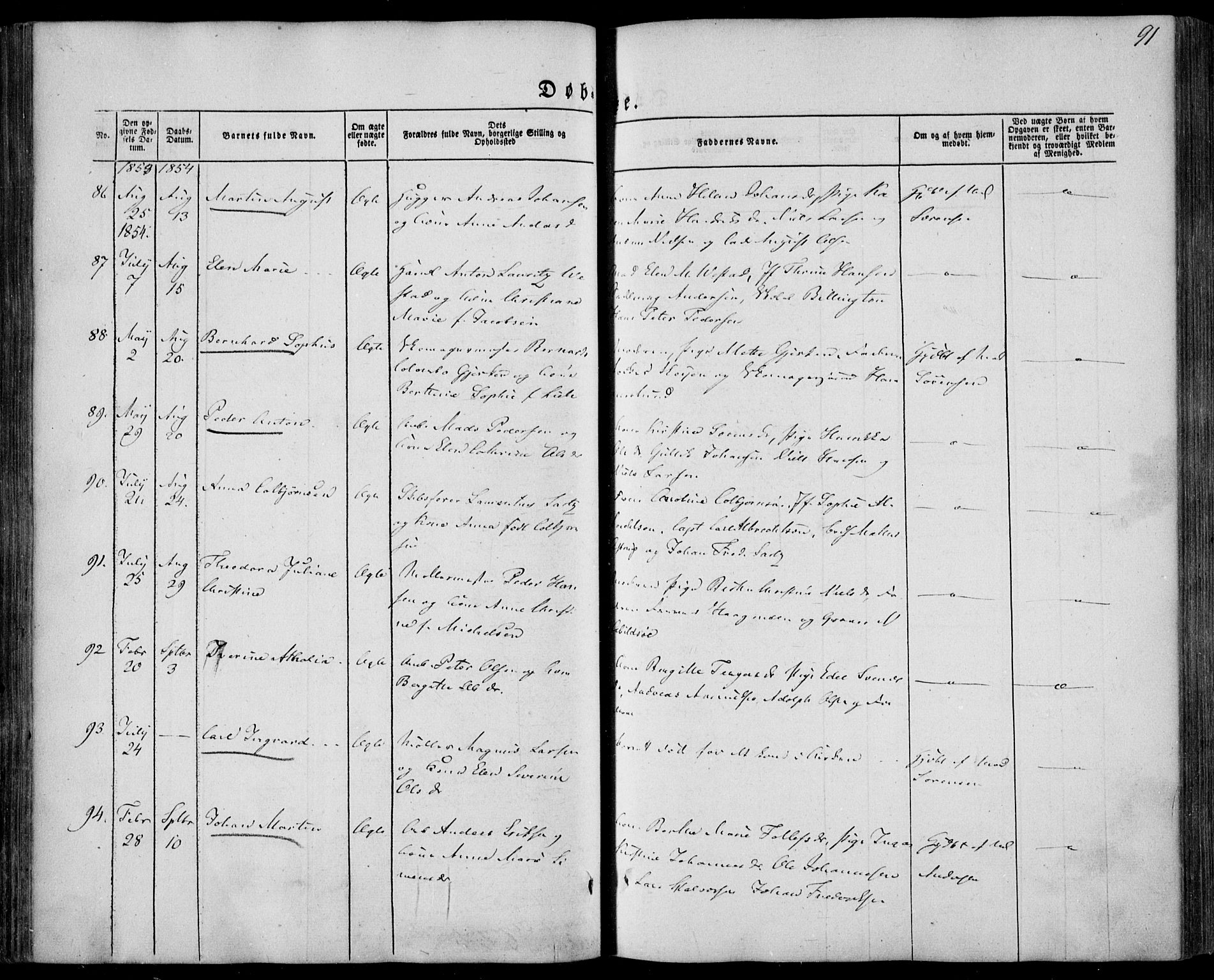 Larvik kirkebøker, AV/SAKO-A-352/F/Fa/L0003: Parish register (official) no. I 3, 1848-1856, p. 91