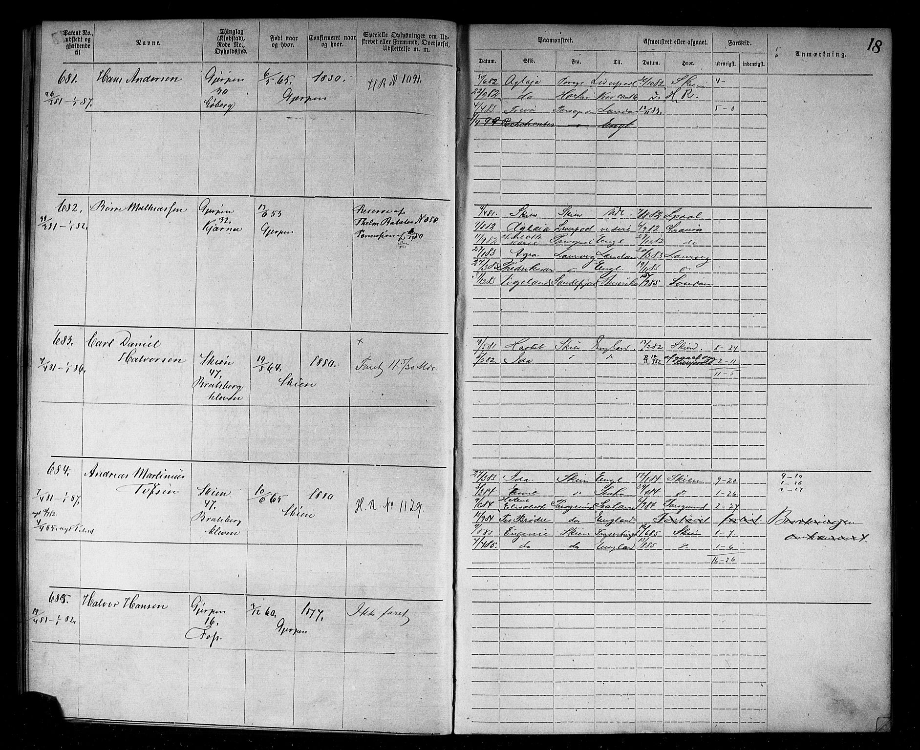 Skien innrulleringskontor, AV/SAKO-A-832/F/Fc/L0003: Annotasjonsrulle, 1879-1899, p. 20