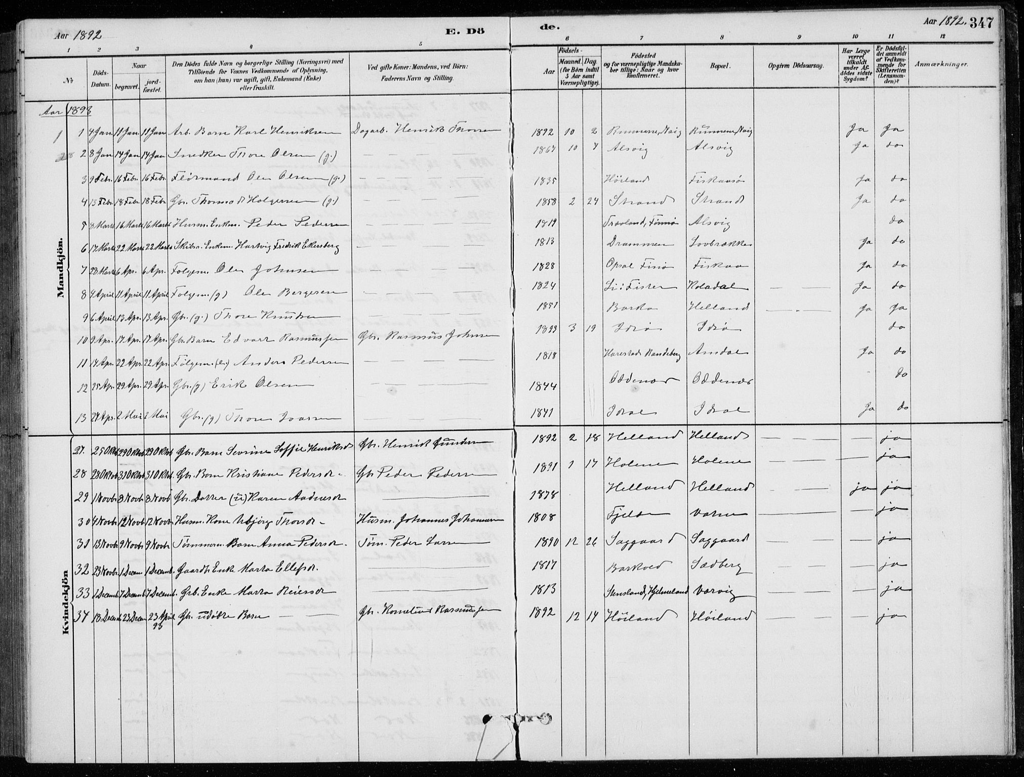 Strand sokneprestkontor, SAST/A-101828/H/Ha/Hab/L0004: Parish register (copy) no. B 4, 1878-1903, p. 347