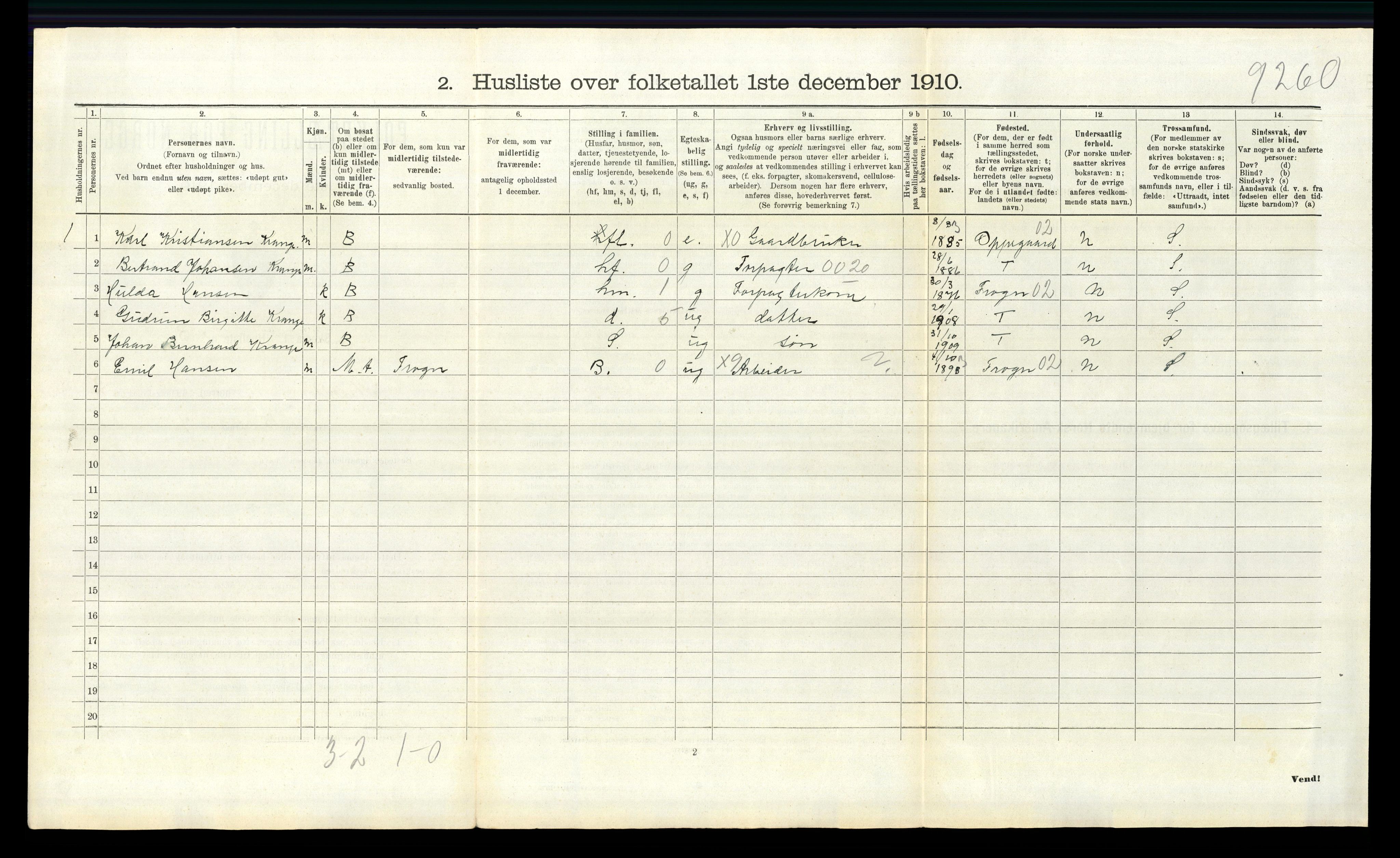 RA, 1910 census for Nesodden, 1910, p. 191