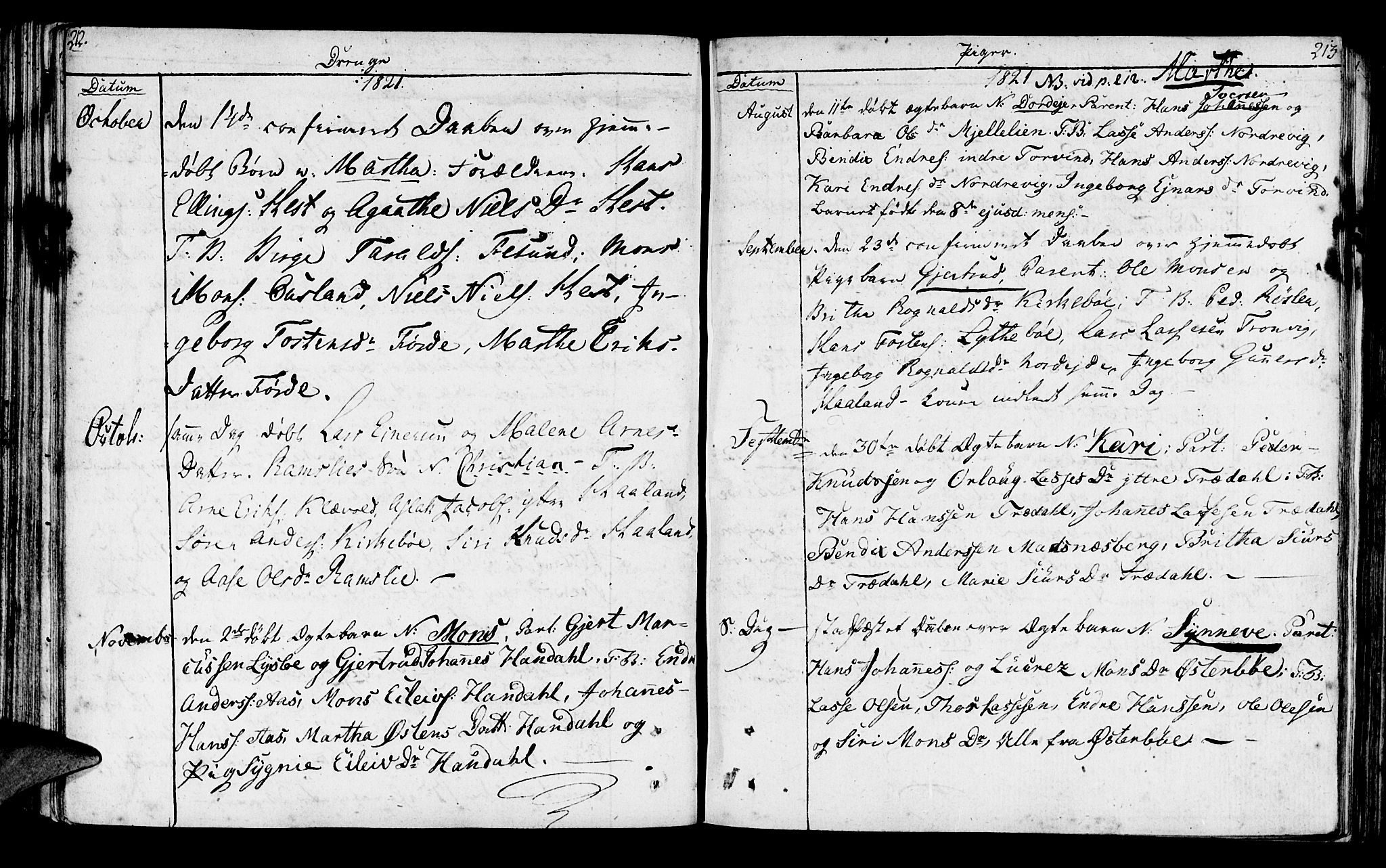 Lavik sokneprestembete, SAB/A-80901: Parish register (official) no. A 1, 1809-1822, p. 212-213