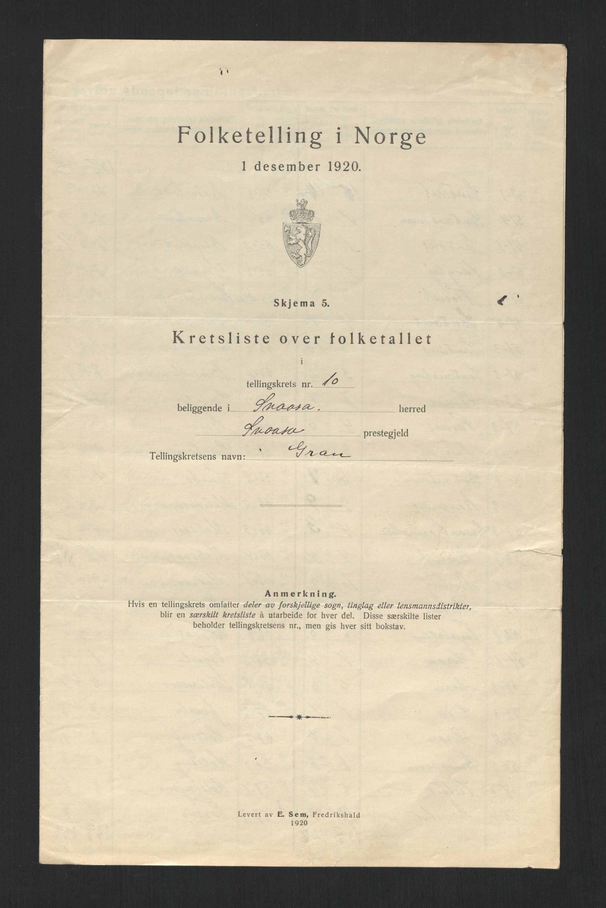 SAT, 1920 census for Snåsa, 1920, p. 42