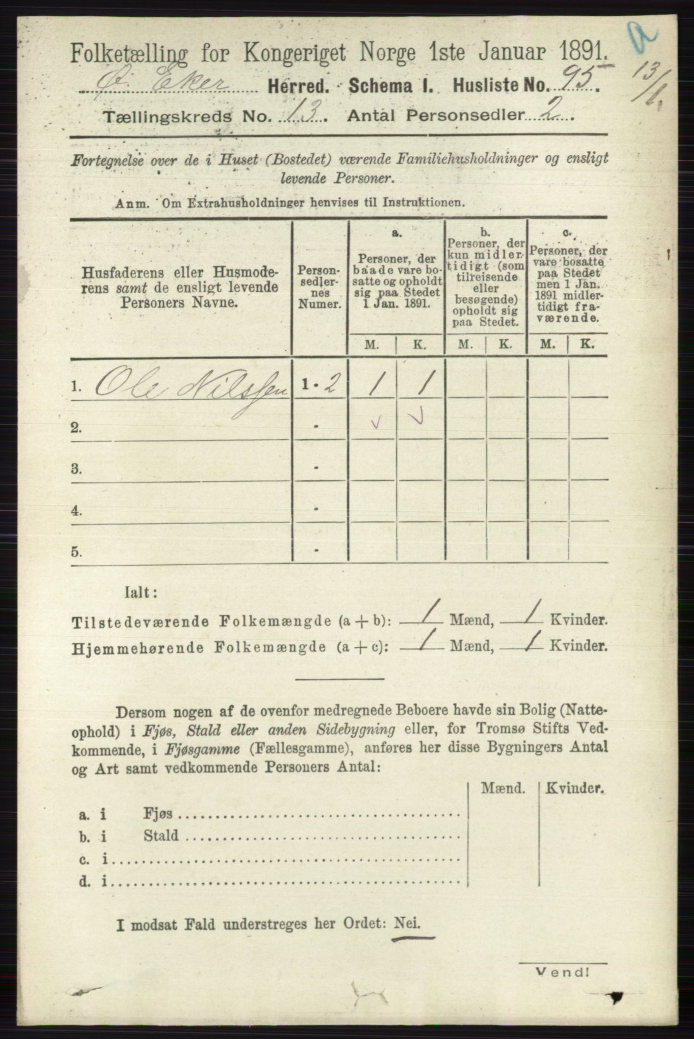 RA, 1891 census for 0624 Øvre Eiker, 1891, p. 5876