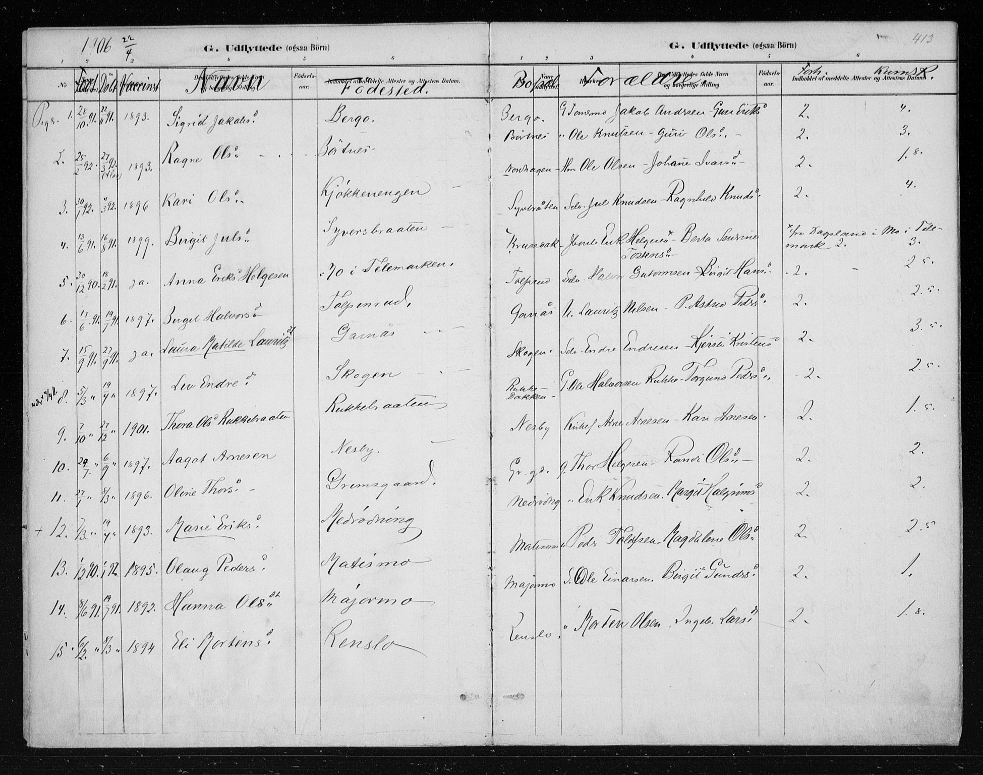 Nes kirkebøker, AV/SAKO-A-236/F/Fa/L0011: Parish register (official) no. 11, 1881-1912, p. 413